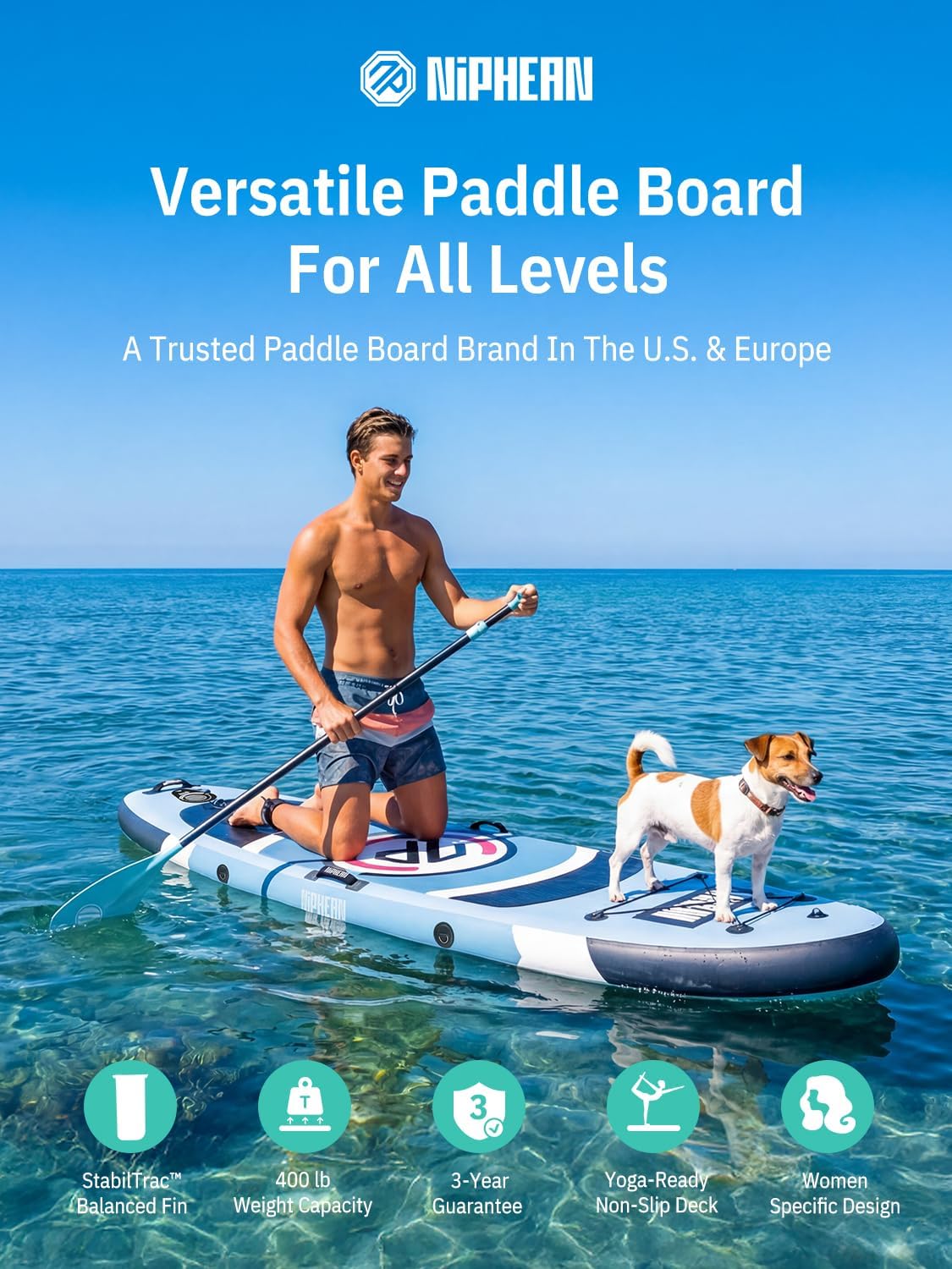 Detalle de Niphean Ultra-Light Inflatable Paddle Board (10') with StabilTrac Fin and All-in-One Accessories