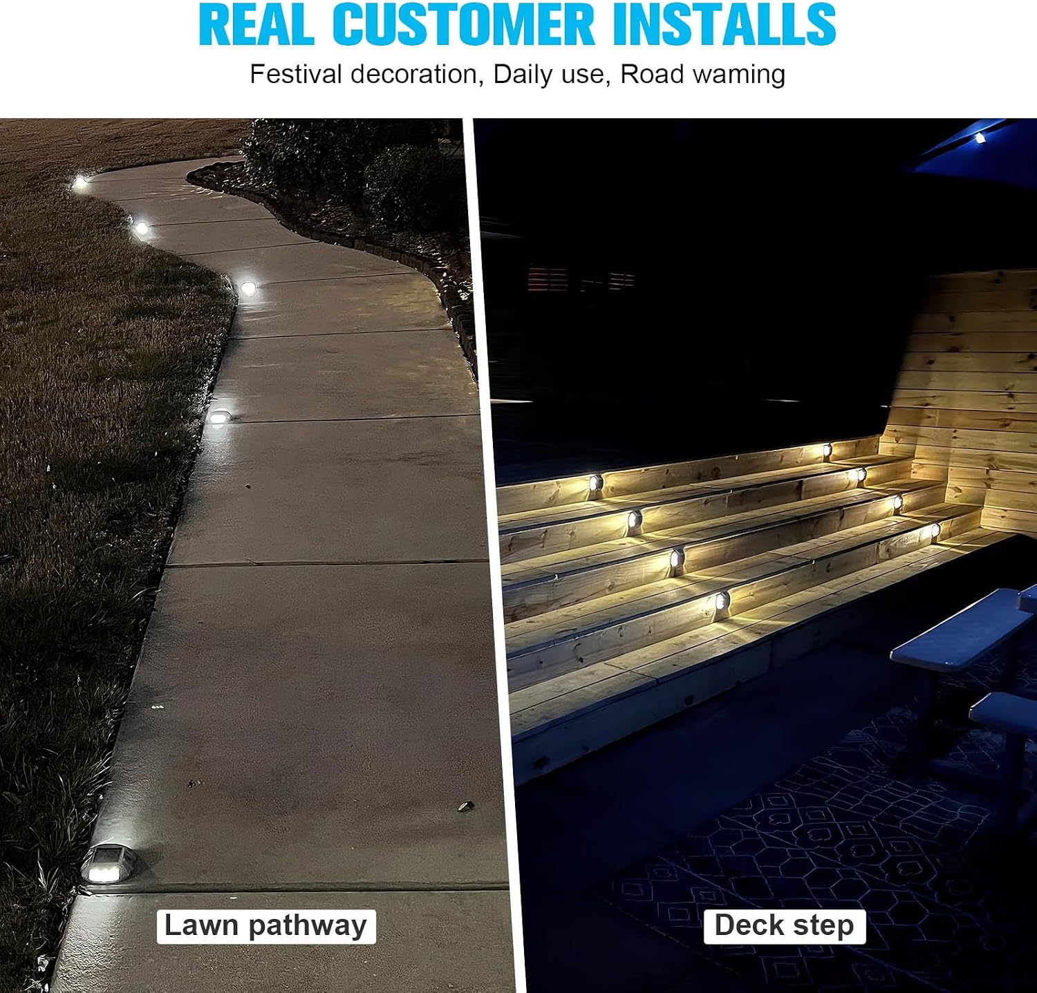 Thumbnail 6 de VOLISUN VLSOL6720US Solar Deck Lights, 12-Pack IP67 LED Path Lights, White