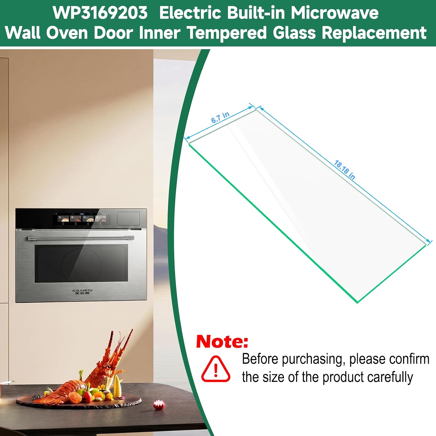 Thumbnail 1 de POOLKEY WP3169203 Inner Tempered Glass for Microwave Oven Doors