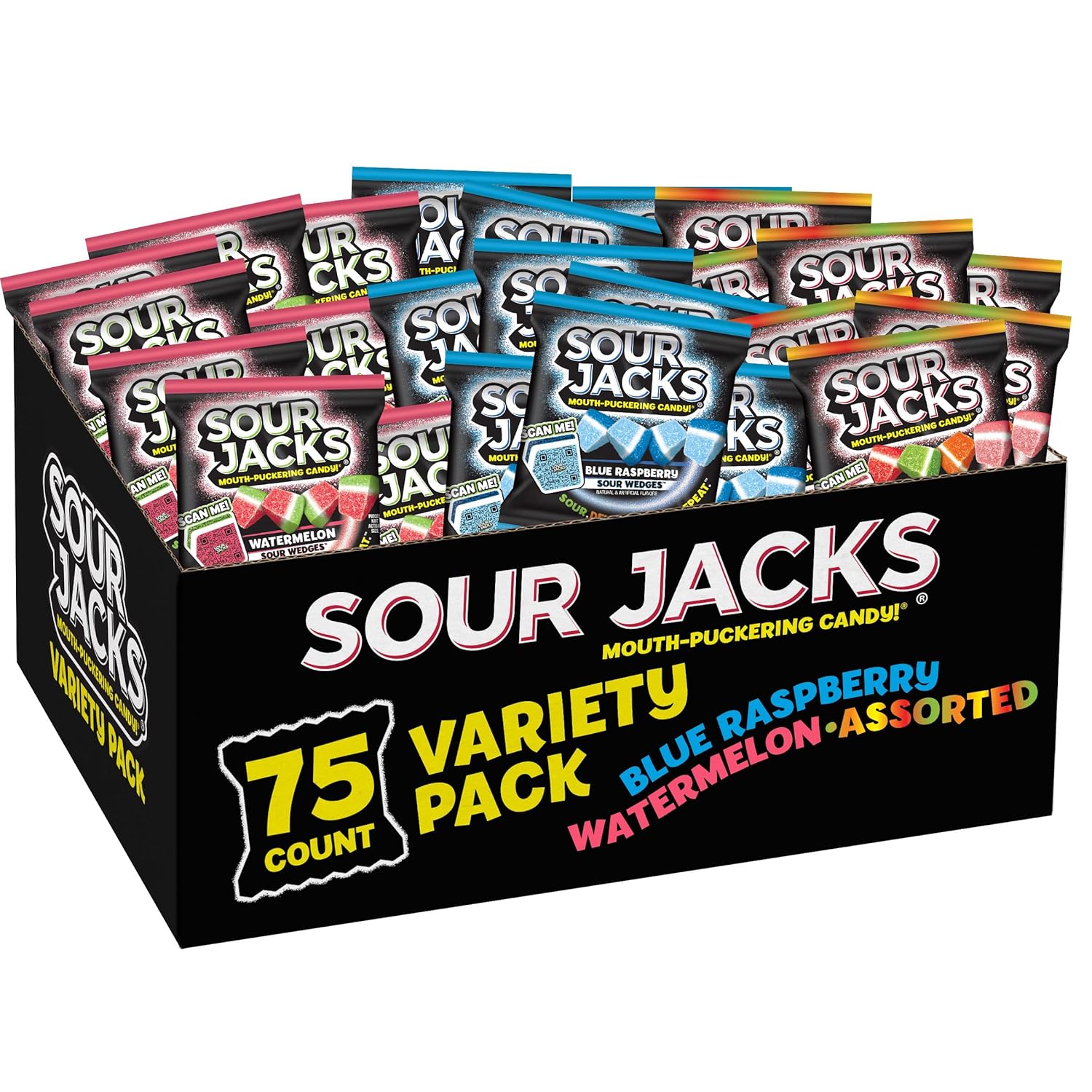 Detalle de Sour Jacks Sour Gummy Wedges Variety Pack, 75 Individually Wrapped 0.5 oz Pouches