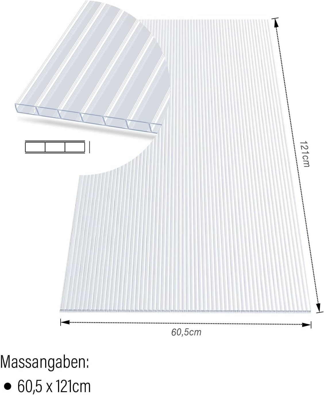Detalle de KARAT 10,25 m² Transparent 4 mm – Gewächshaus Stegplatten aus Polycarbonat, 14 Stück (60,5 x 121 cm)