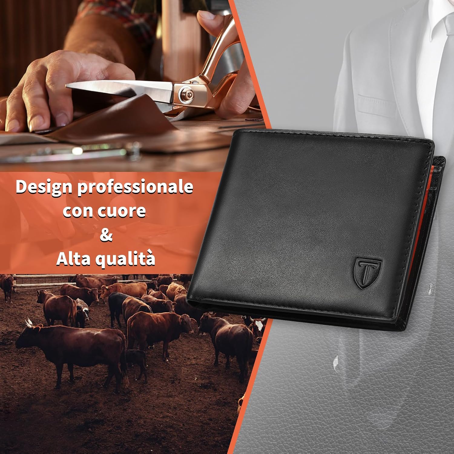 Detalle 1 de TEEHON Portafoglio Uomo Slim Vera Pelle RFID