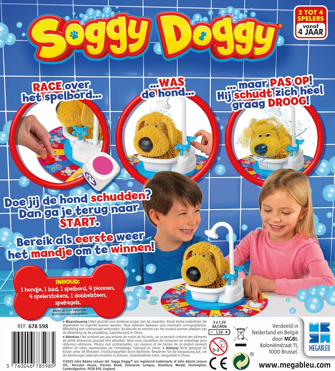 Detalle de Megableu Soggy Doggy – interaktywna gra planszowa z wodnym prysznicem, 2–4 graczy