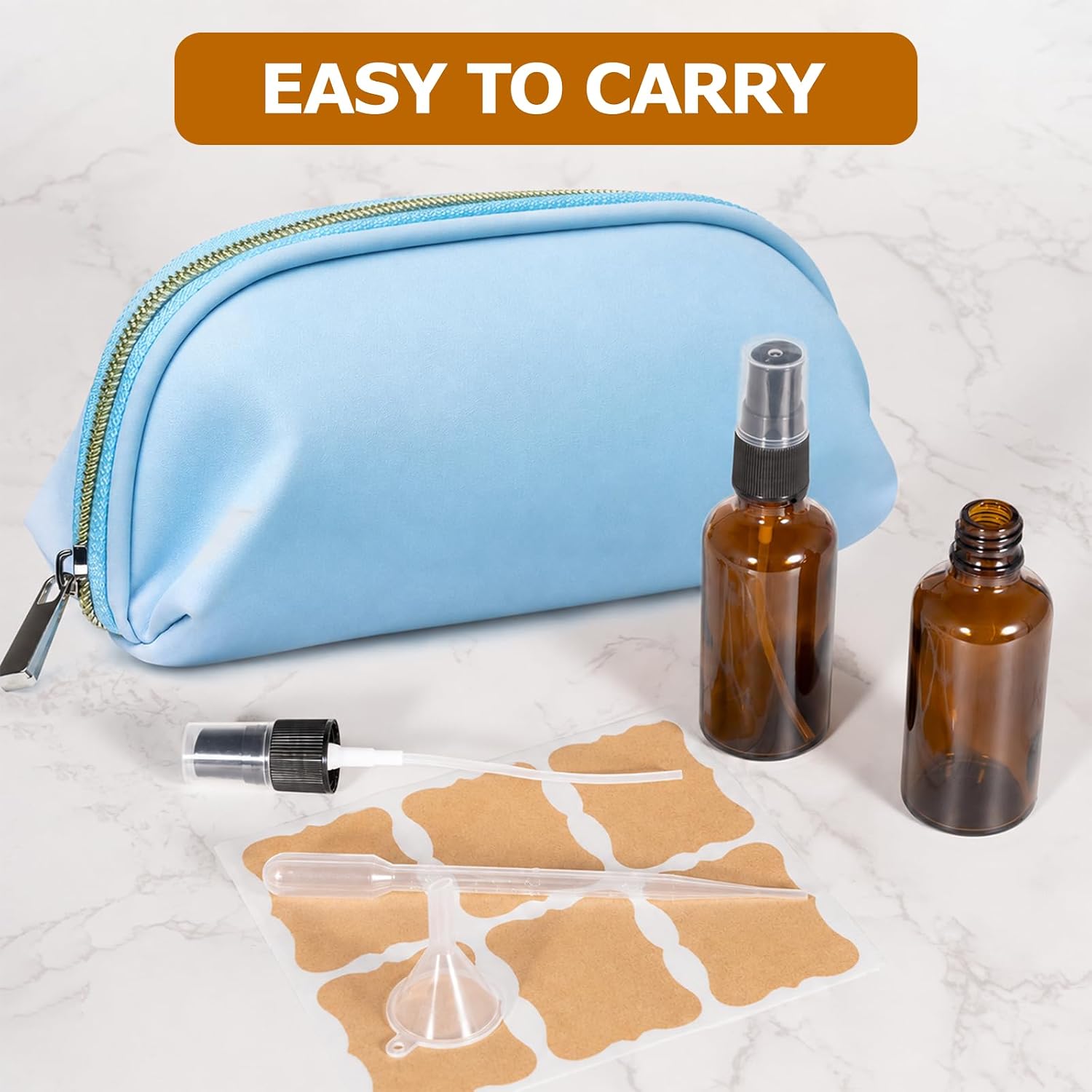 Detalle 2 de Kiperline glassprayflaskor 50 ml, brunt glas, 6-pack med trattar och pipetter