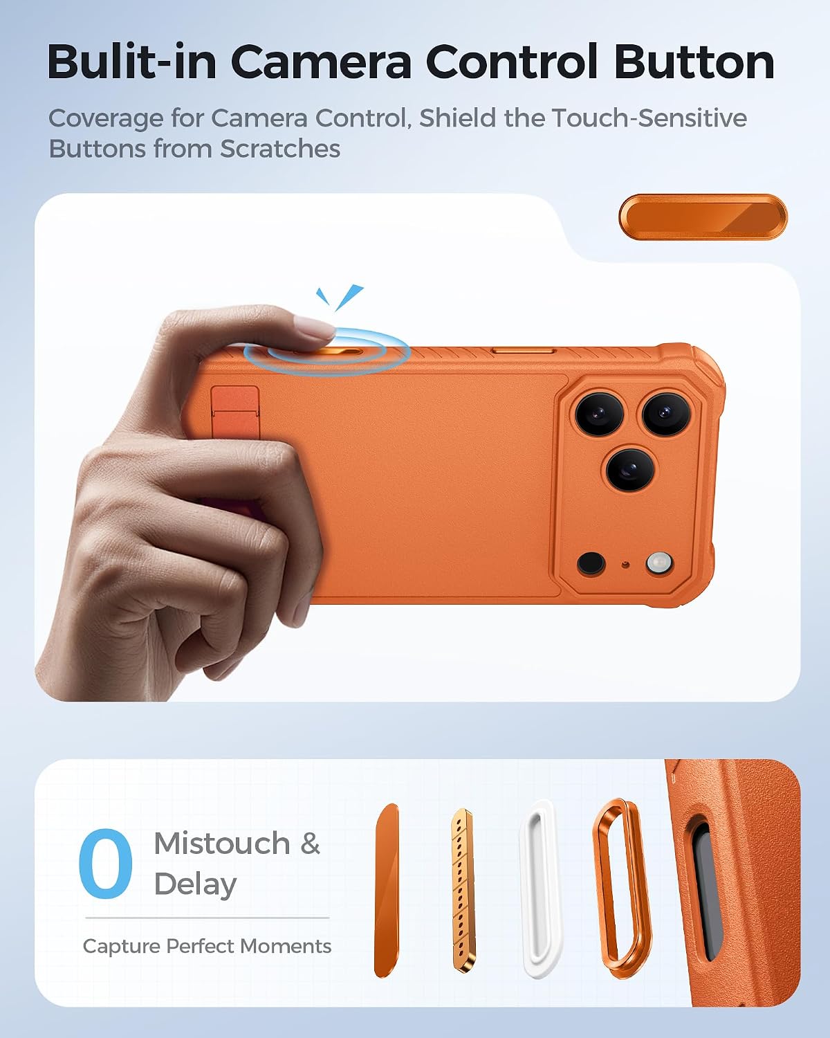Detalle de ASAFCASE Magnetic iPhone 17 Pro Max Case with Built-in Stand & MagSafe Compatibility (Orange)