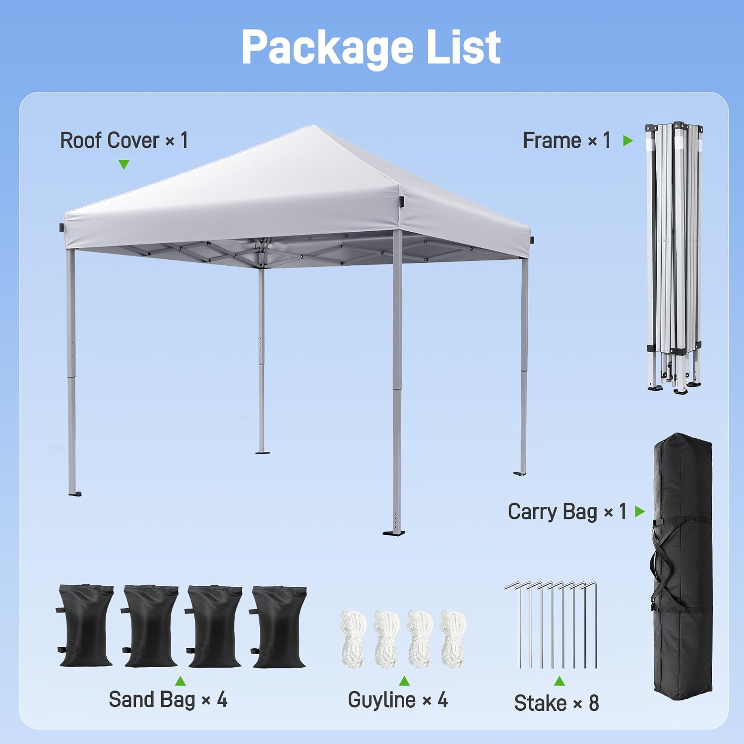Detalle de Vinabilia WF250020 10x10 Pop-Up Canopy with One-Push Lock and UPF 50+ Fabric