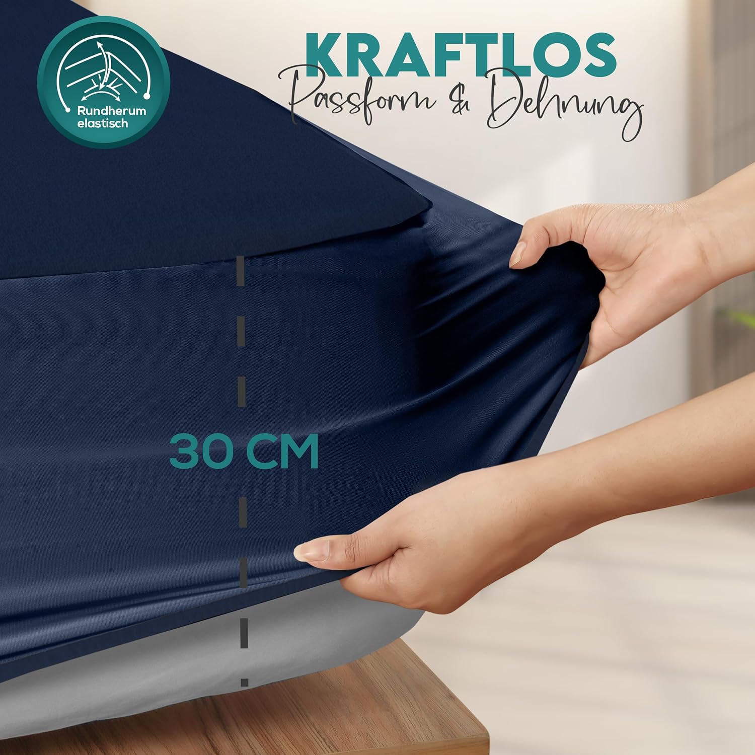 Thumbnail 3 de Utopia Bedding Matratzenschoner 140 x 200 x 30 cm – Wasserdicht, OEKO-TEX zertifiziert, Marineblau