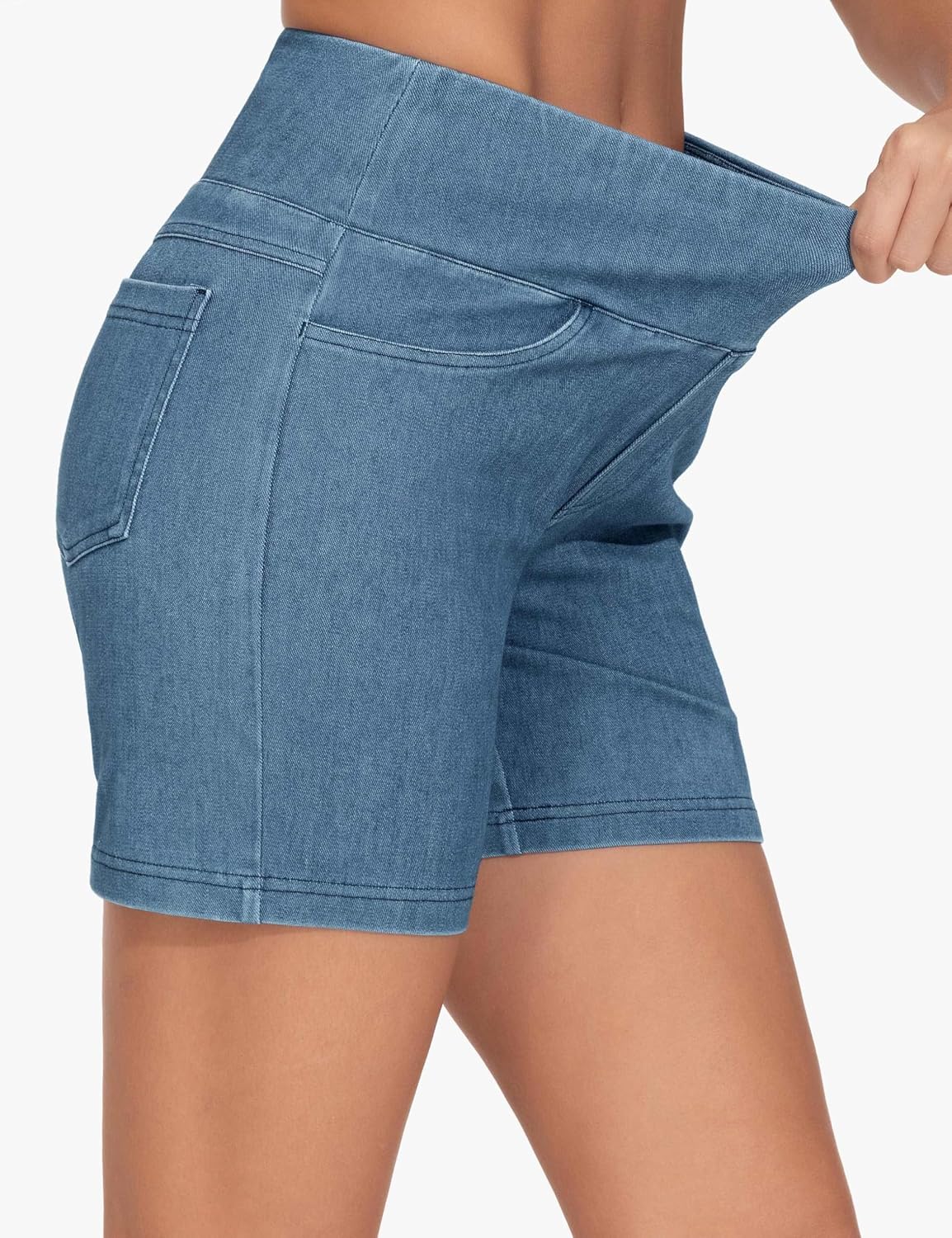 Thumbnail 5 de THE GYM PEOPLE High Waist Stretch Denim Shorts for Women, 4 Pockets