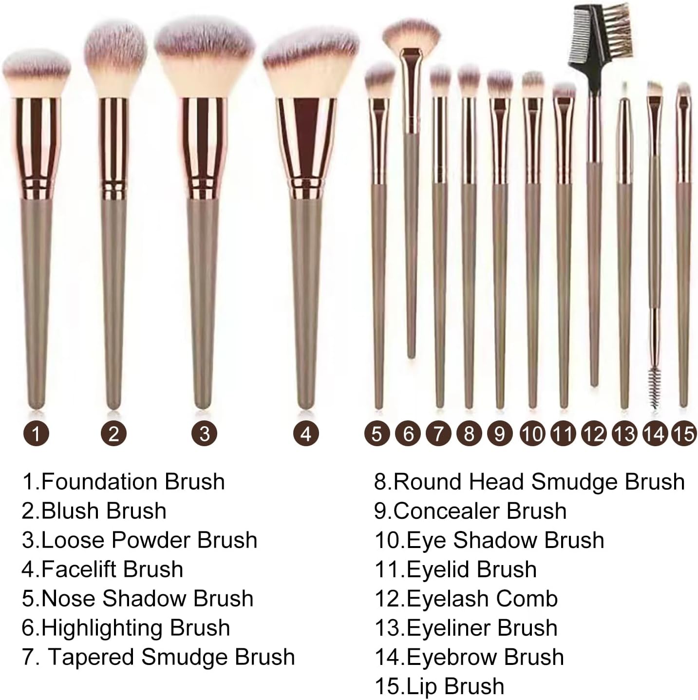 Detalle 2 de YPYMOD 15 Pezzi Set Pennelli Make up – Pennelli Professionali con Trousse in Pelle PU