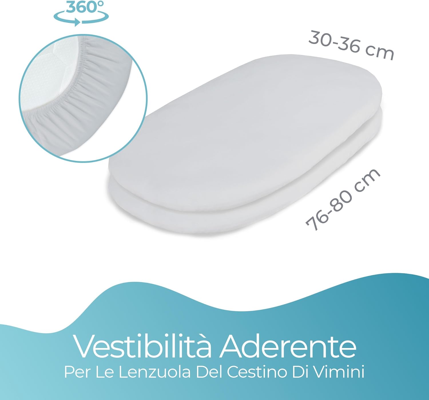 Thumbnail 5 de Lenzuola Carrozzina Neonato 30x76 cm – Set di 2 in cotone biologico, grigio navicella