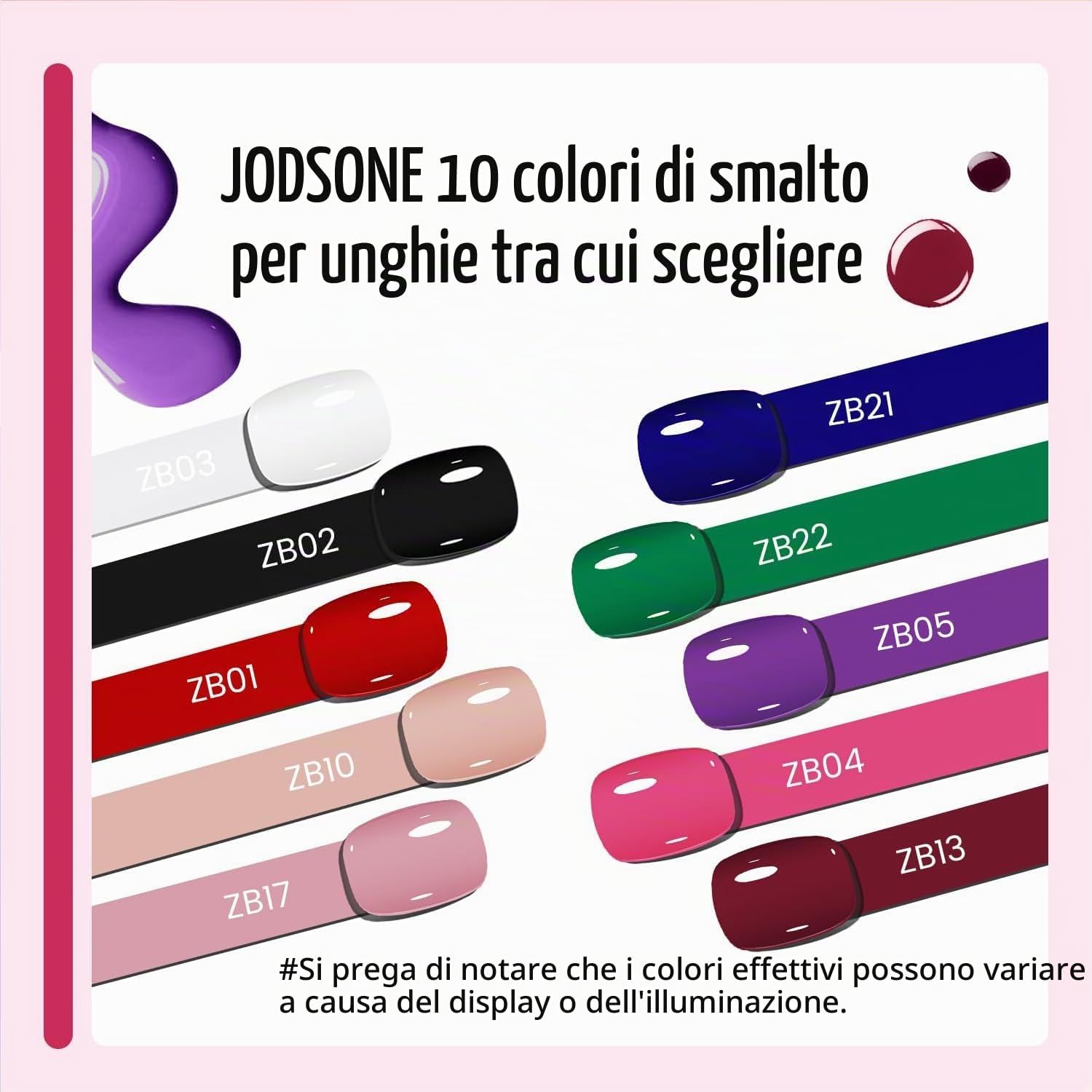 Detalle de JODSONE Set Smalto 12 Pezzi con Base e Top Coat – asciugatura rapida, finitura professionale