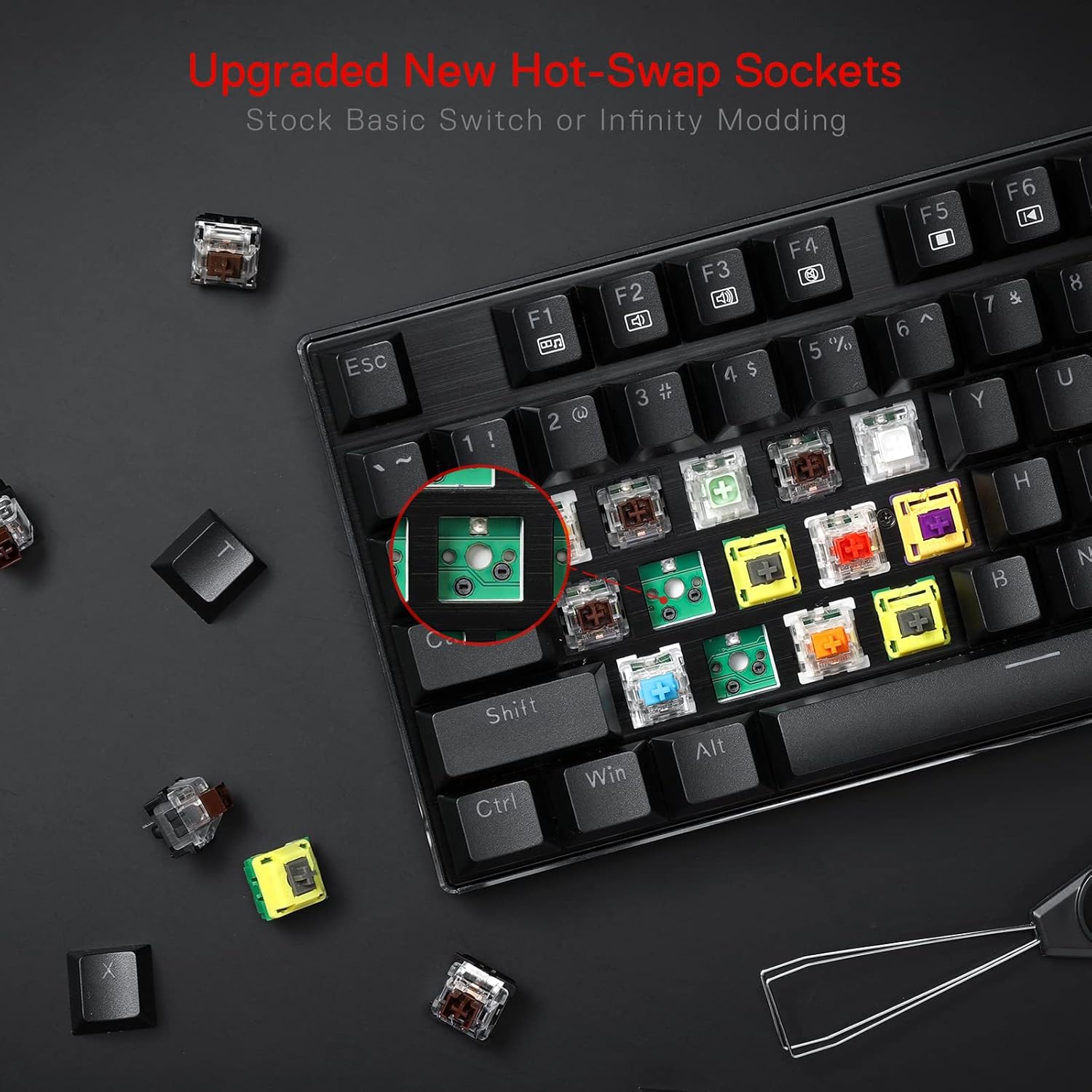 Thumbnail 4 de Redragon K556 RGB LED Backlit Wired Mechanical Gaming Keyboard (Aluminium base, 104 keys, Red switches)