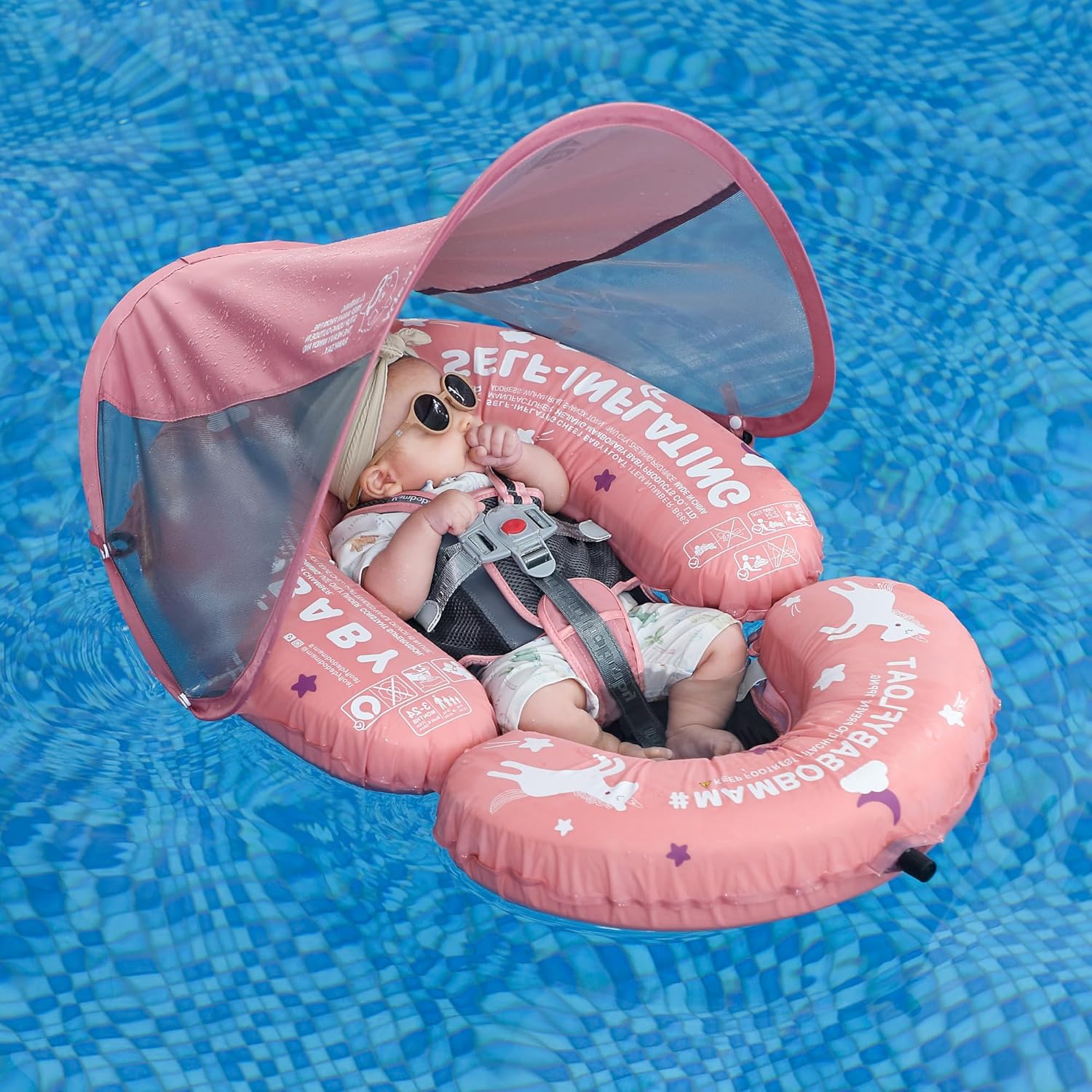 Thumbnail 6 de HECCEI Mambobaby Baby Pool Floats Hammock with Canopy – Portable Self-Inflating Water Hammock for Baby (UPF50+)