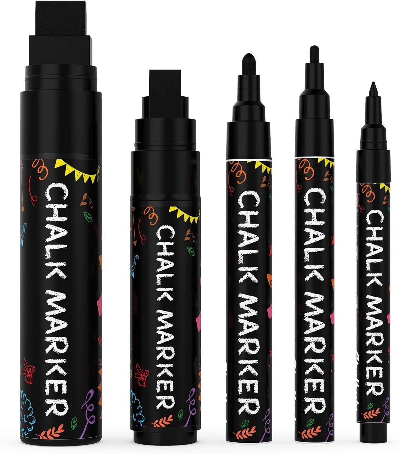 Detalle de Chalkola Kreidestifte Schwarz – 5er Multipack mit Spitzen von 1 bis 15 mm