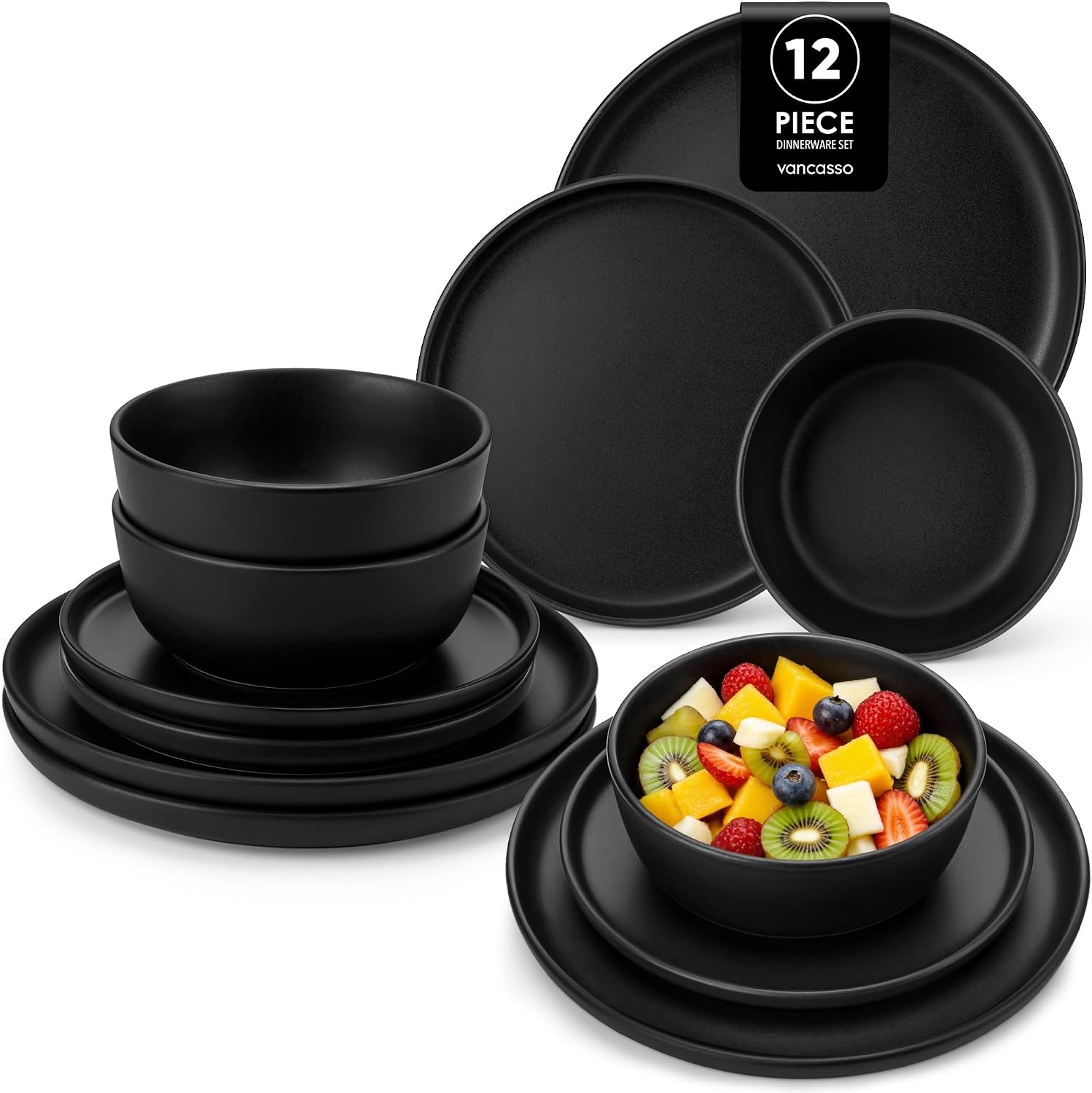 Detalle de vancasso Black Dinner Set 12‑piece