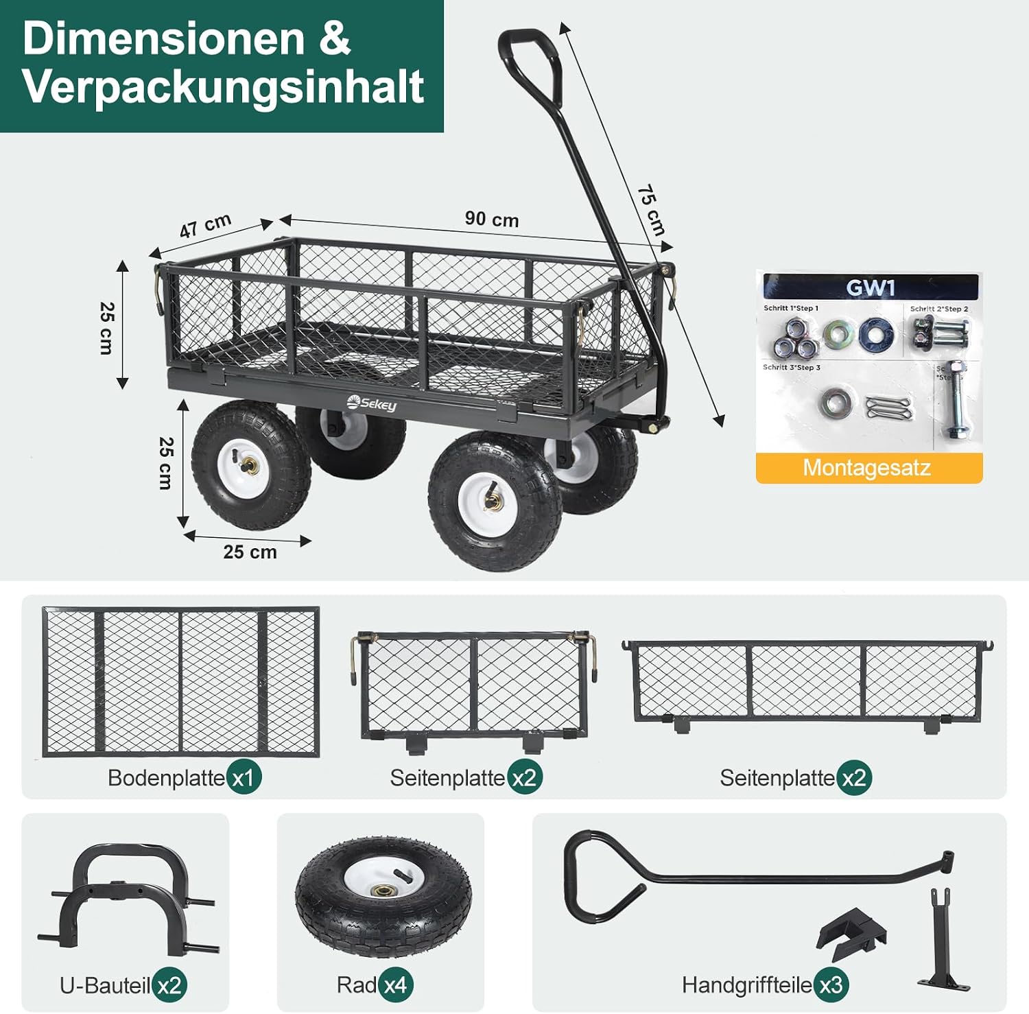 Thumbnail 6 de Sekey Bollerwagen Gartenwagen 350 kg ECHT