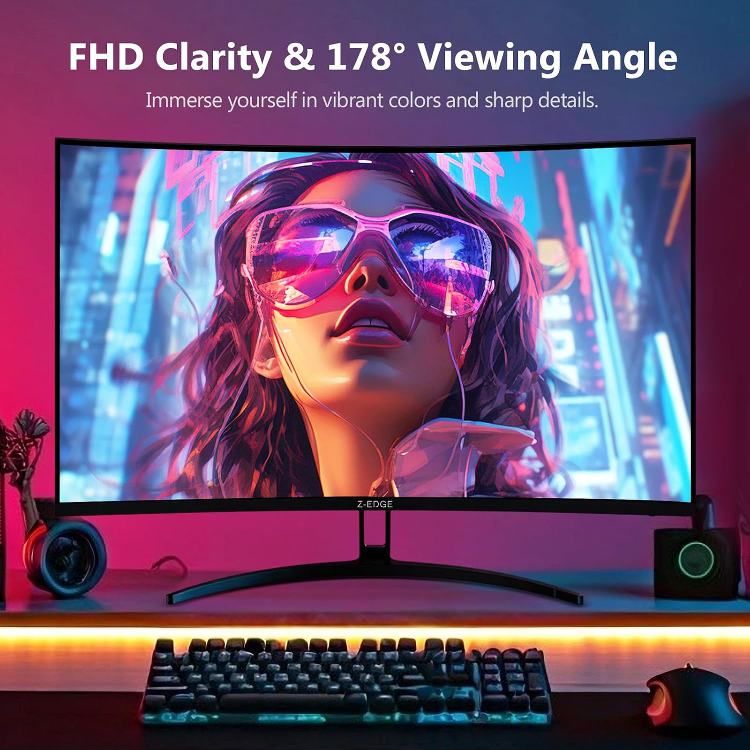 Detalle de Z-Edge 32 Inch Curved Gaming Monitor (240Hz, 1ms MPRT) – Full HD, FreeSync, DisplayPort & HDMI