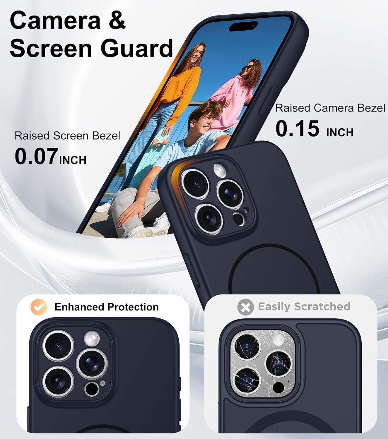 Detalle 2 de hitfine iPhone 15 Pro Max Case, Sapphire Blue Silicone, MagSafe-Compatible