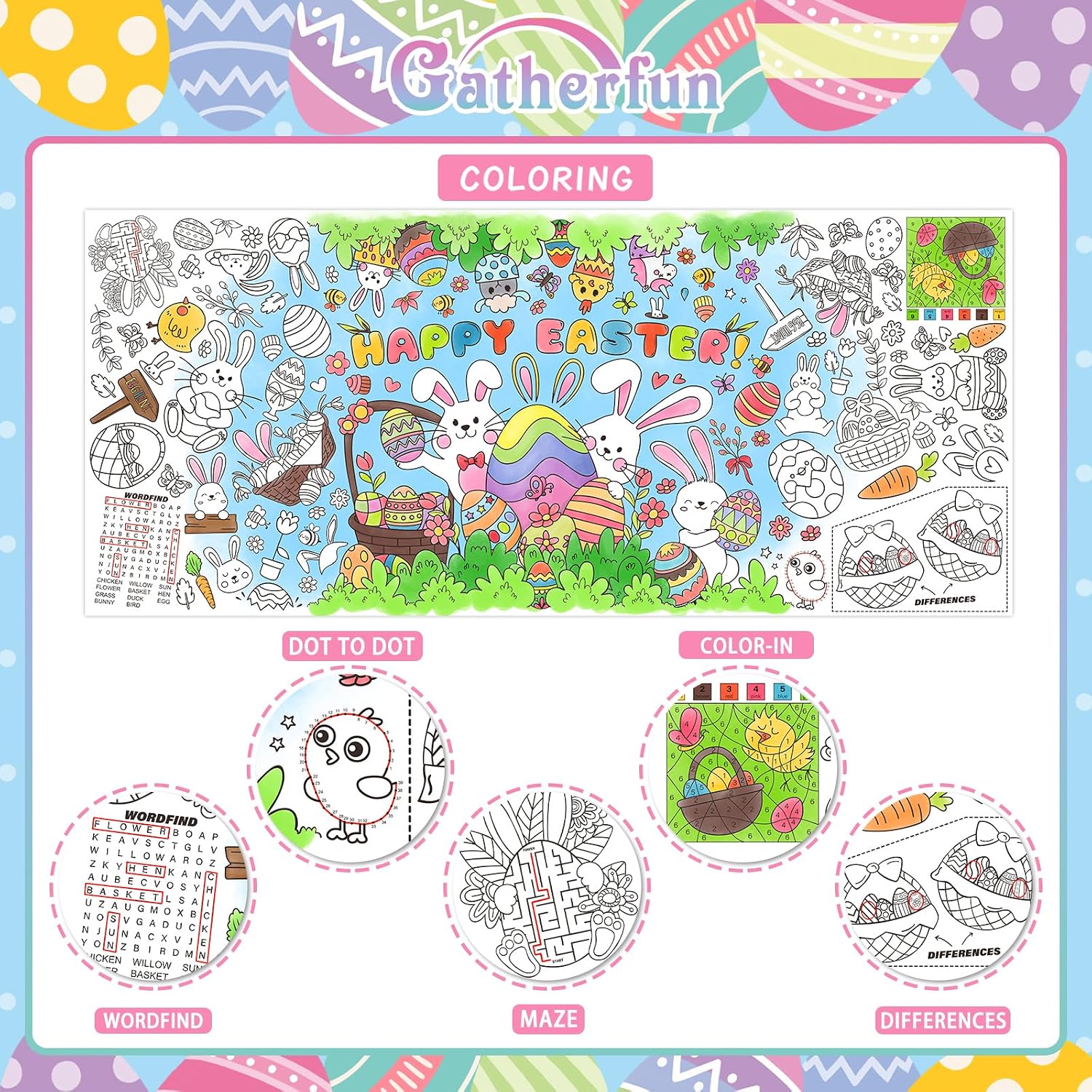 Detalle de Gatherfun Easter activity poster 31.5 x 72