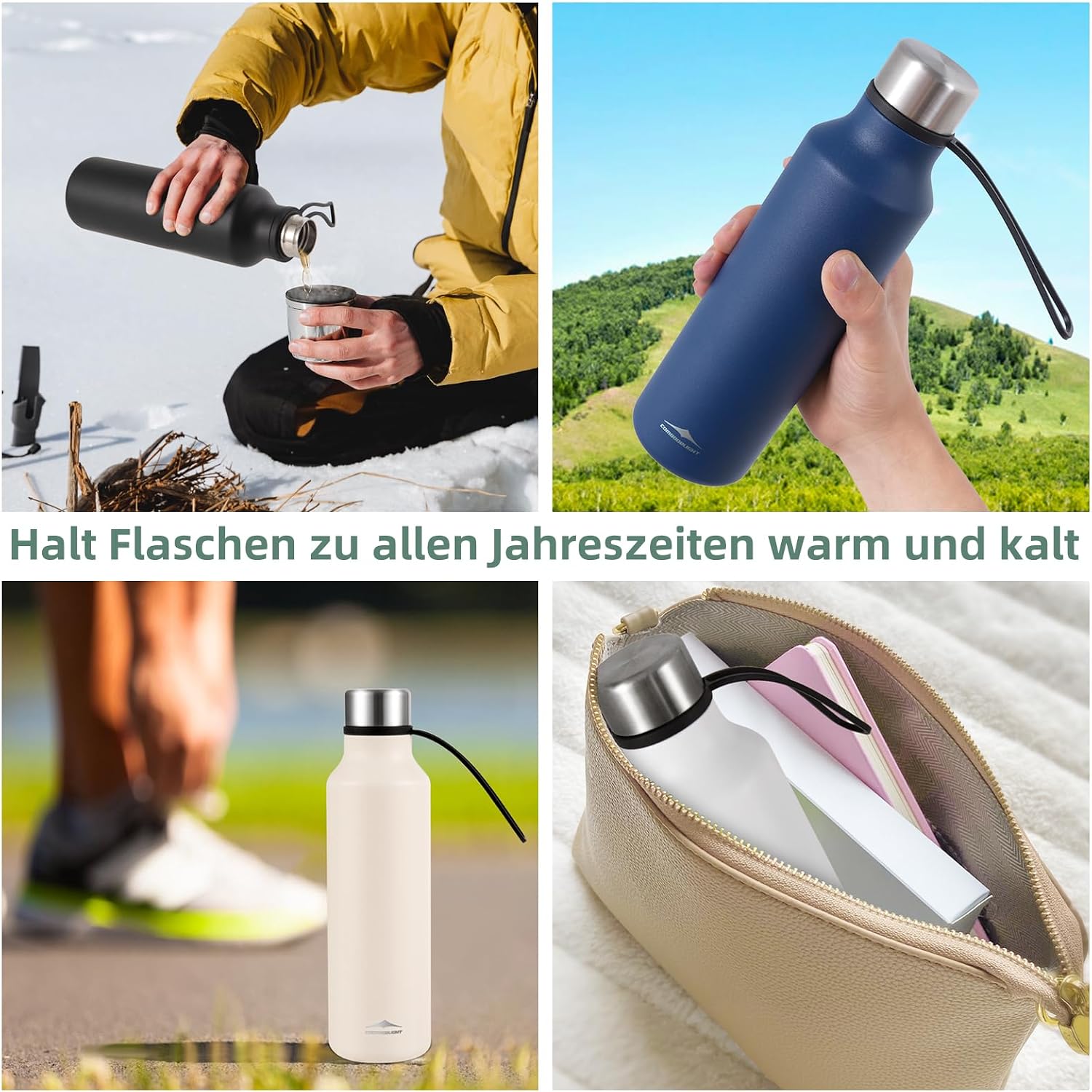 Detalle de Combo Delight Edelstahl-Trinkflasche 580 ml (kohlensäuregeeignet) – auslaufsichere Isolierflasche für unterwegs