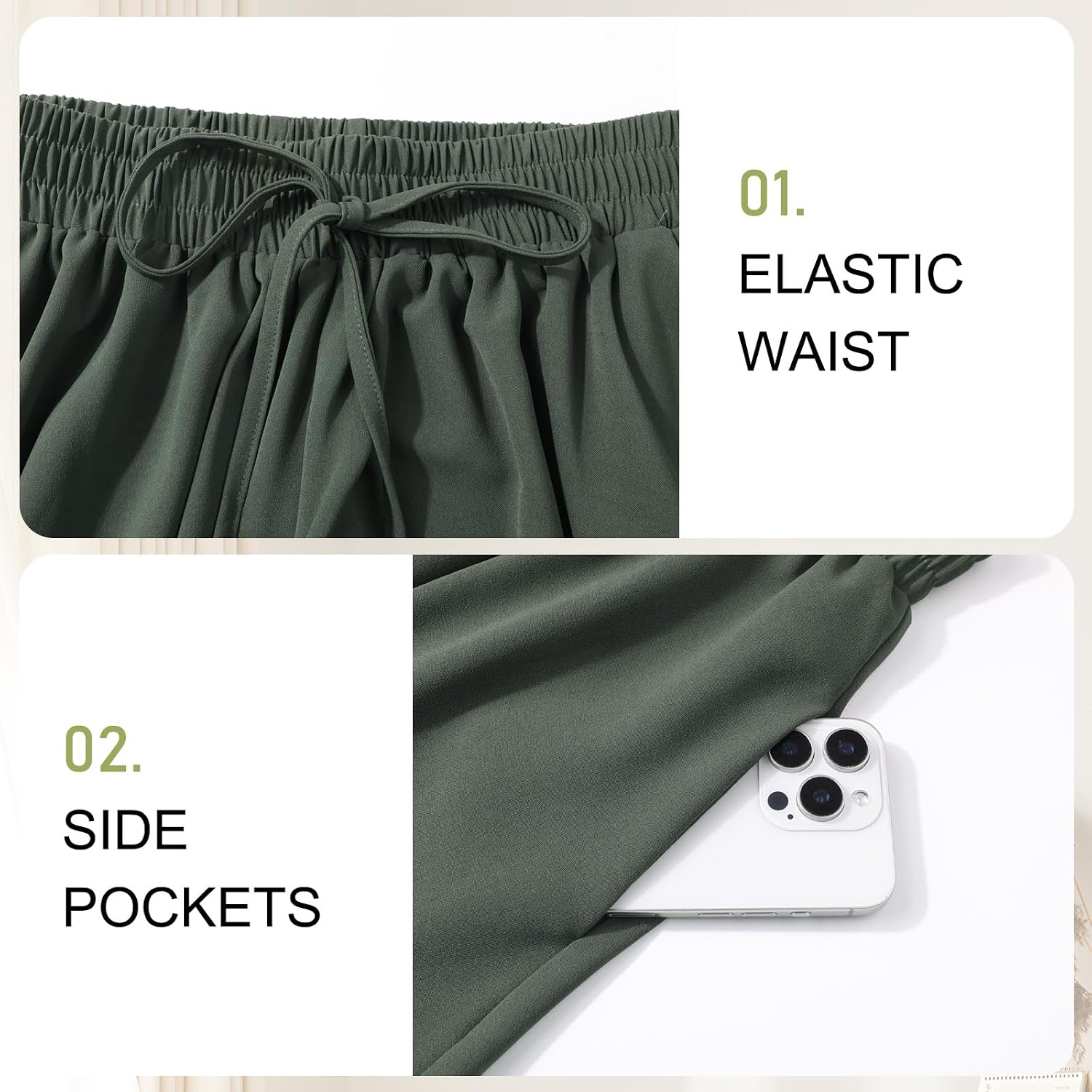 Thumbnail 4 de Adigaber Damen Shorts Weites Bein Kordelzug – Locker sitzende Culottes mit Taschen
