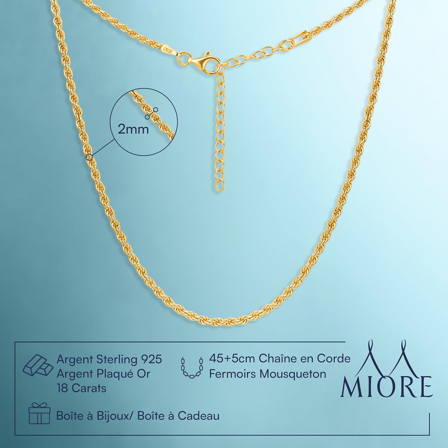 Thumbnail 2 de MIORE Collier Chaîne Argent 50 cm