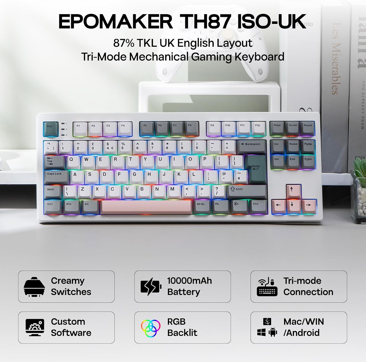 Detalle 2 de EPOMAKER TH87 Wireless TKL 10000mAh