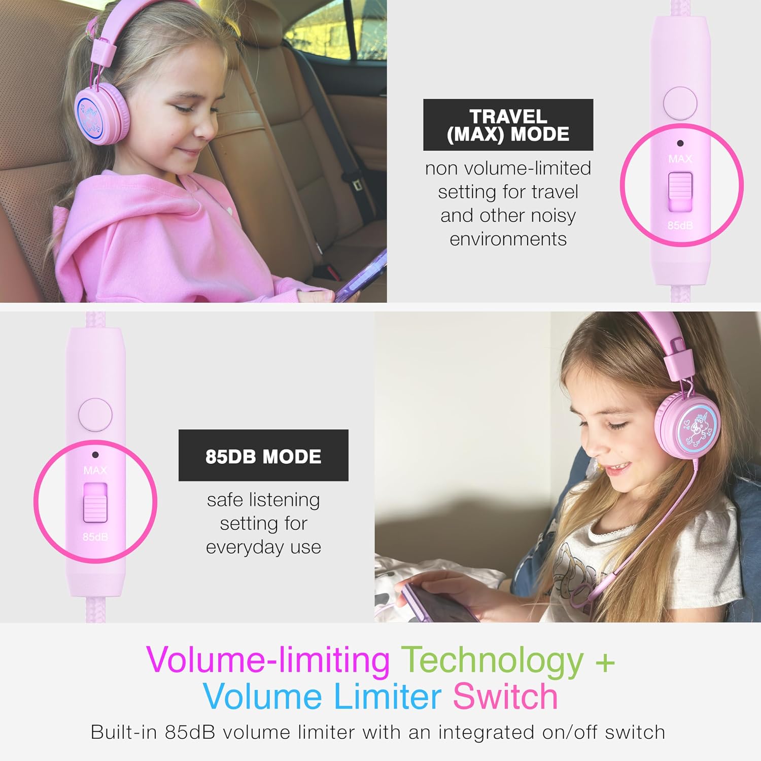 Thumbnail 1 de MEE audio KidJamz KJ55 Safe Listening USB-C Headphones for Kids (Pink) with Volume Limiter & Mic