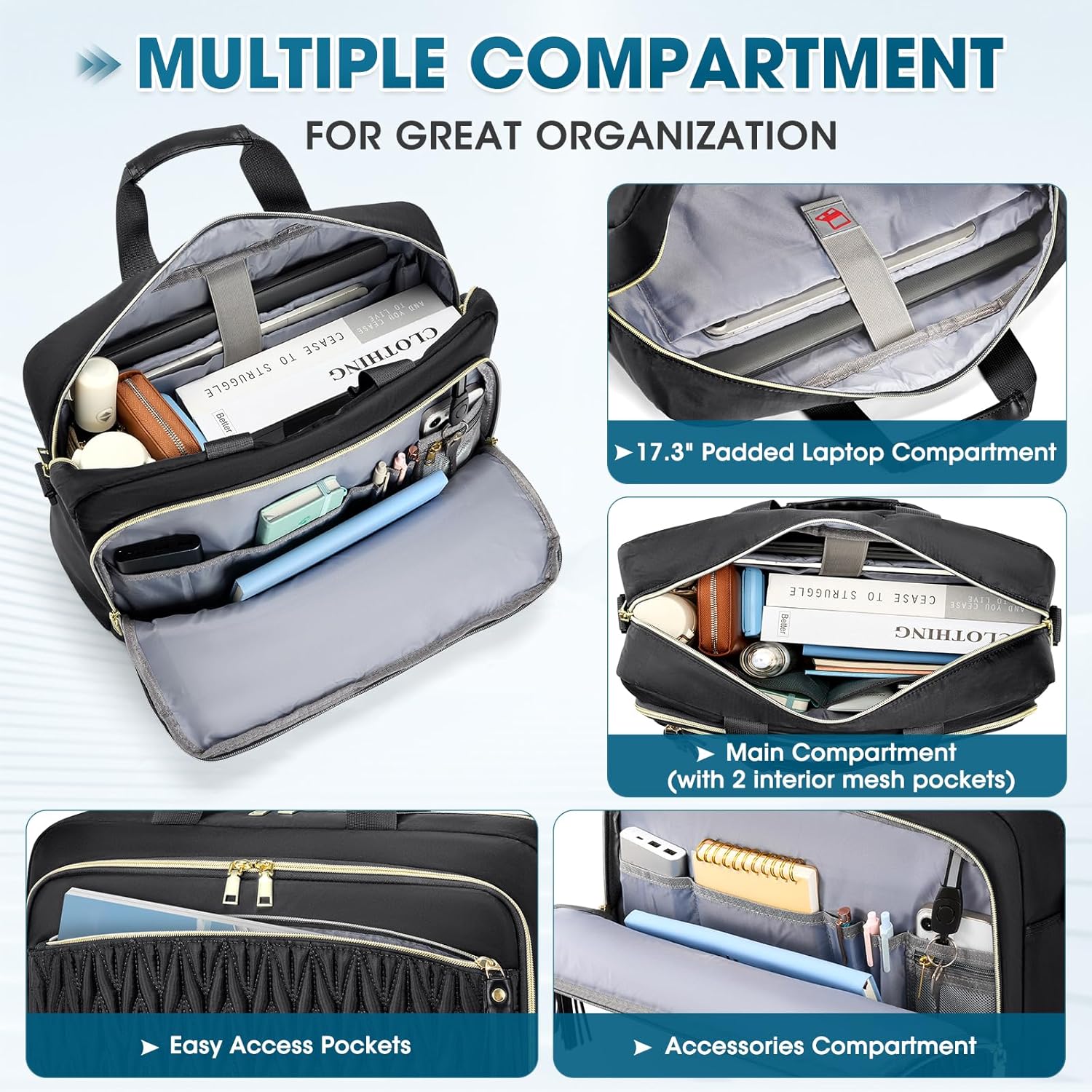 Thumbnail 3 de RAINSMORE Laptoptasche 17,3 Zoll Damen