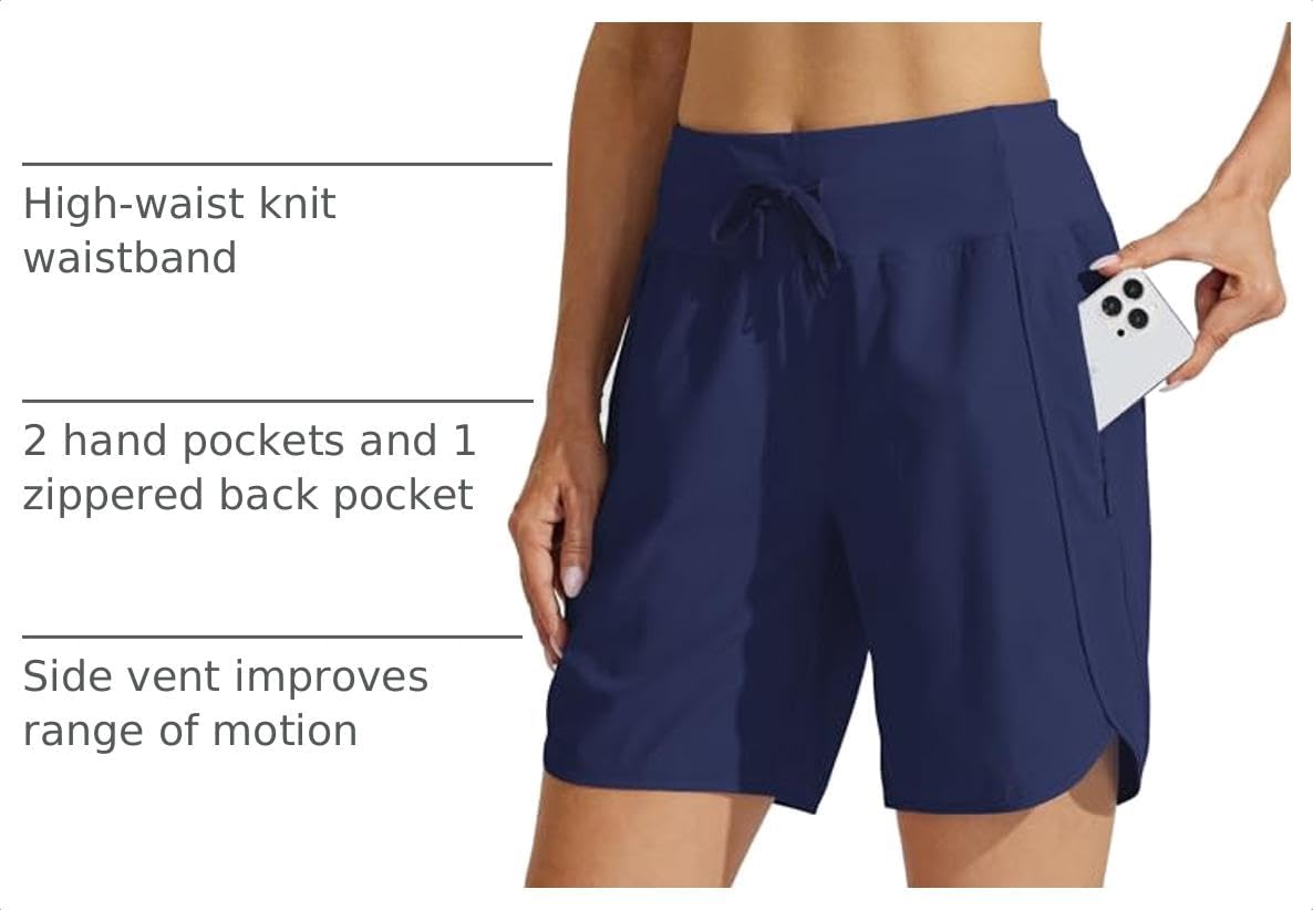 Detalle 2 de Willit Women's 7" Athletic Running Long Shorts with Secure Zipper Pockets