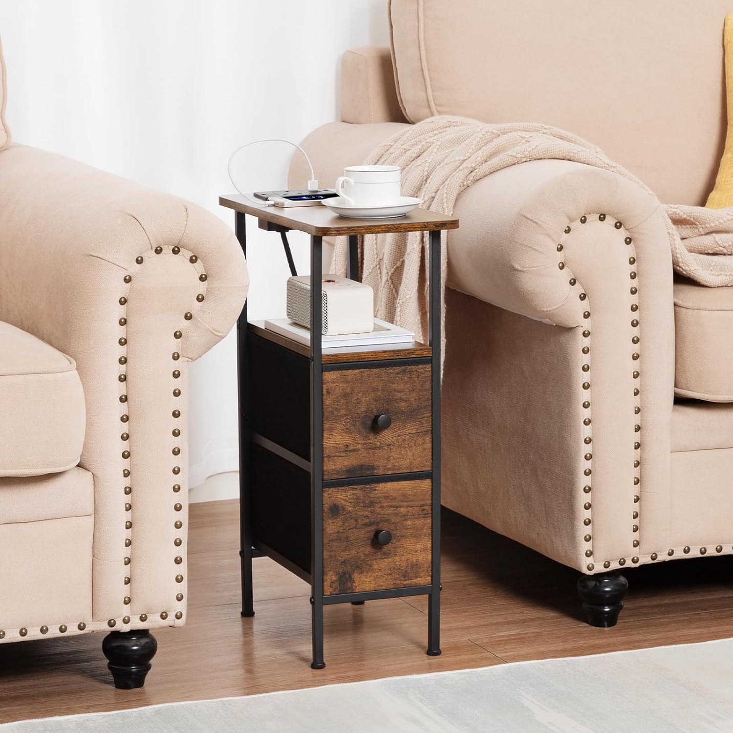 Detalle 2 de AMHANCIBLE Slim Bedside Table 40cm