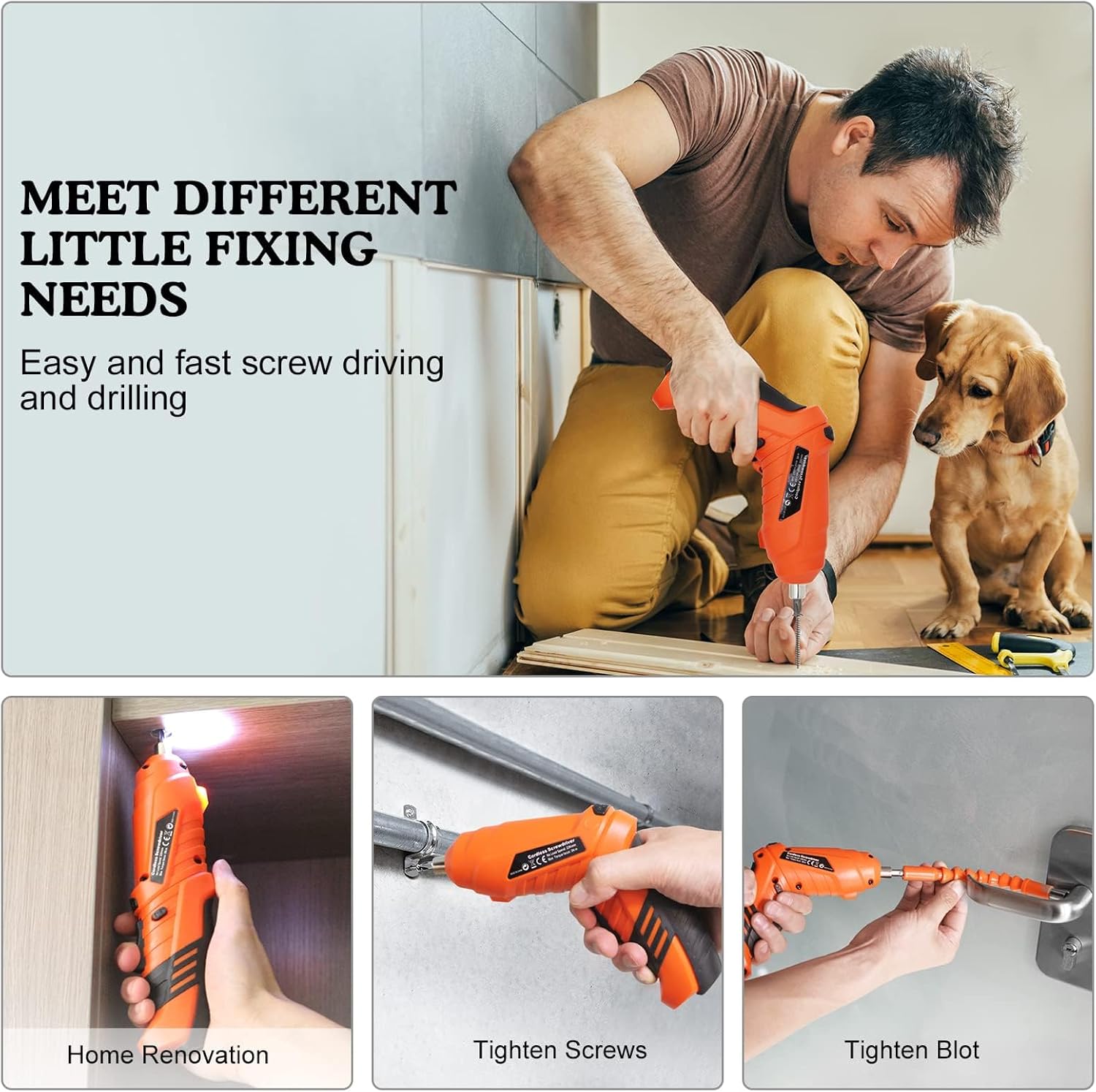 Thumbnail 5 de Electric Drill Screwdriver 49-in-1 Portable Cordless Set with LED Worklight and Rotatable Handle