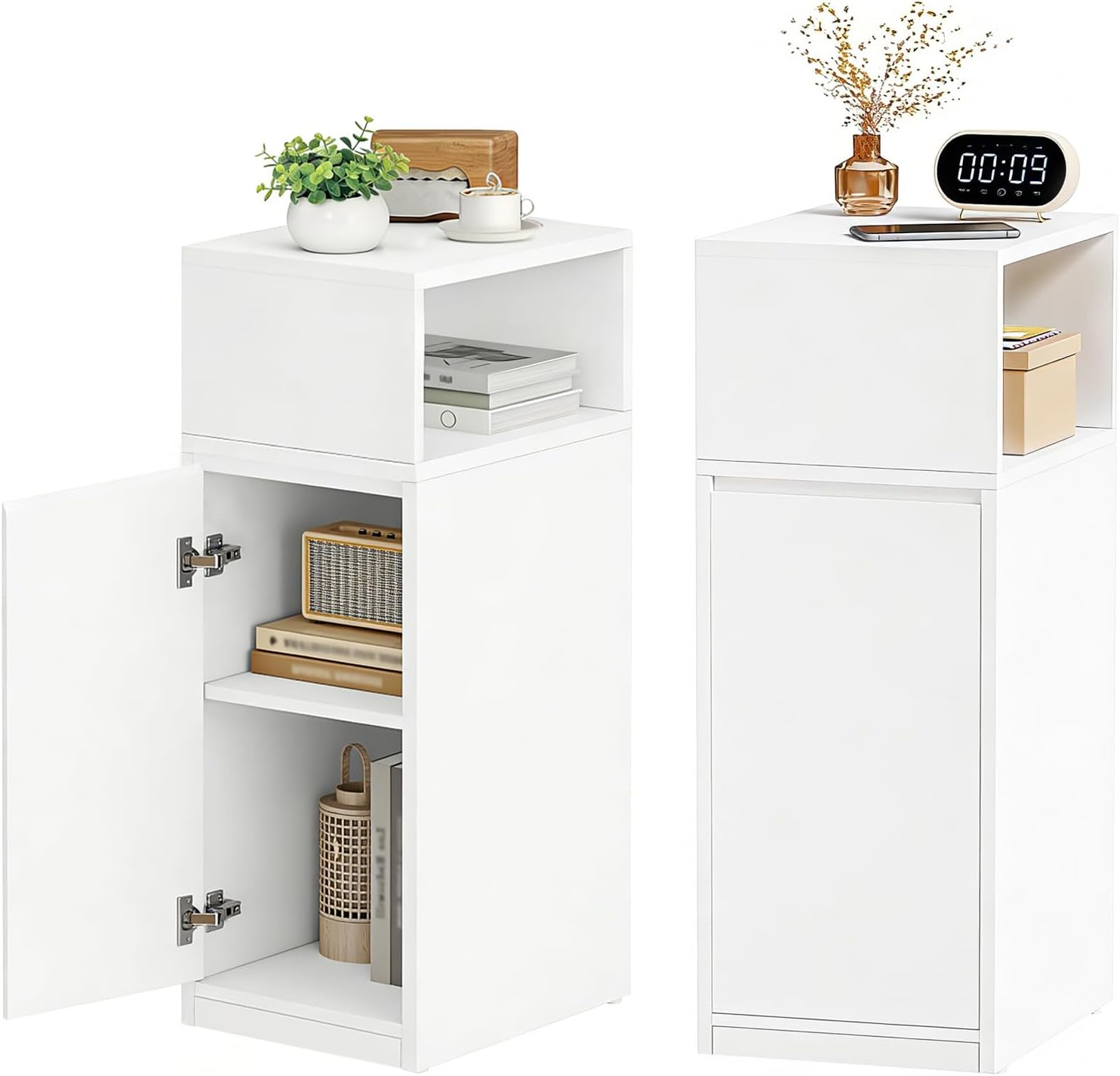 Detalle de BEWISHOME Comodino Stretto 2 pezzi – 25 cm di larghezza, stile moderno