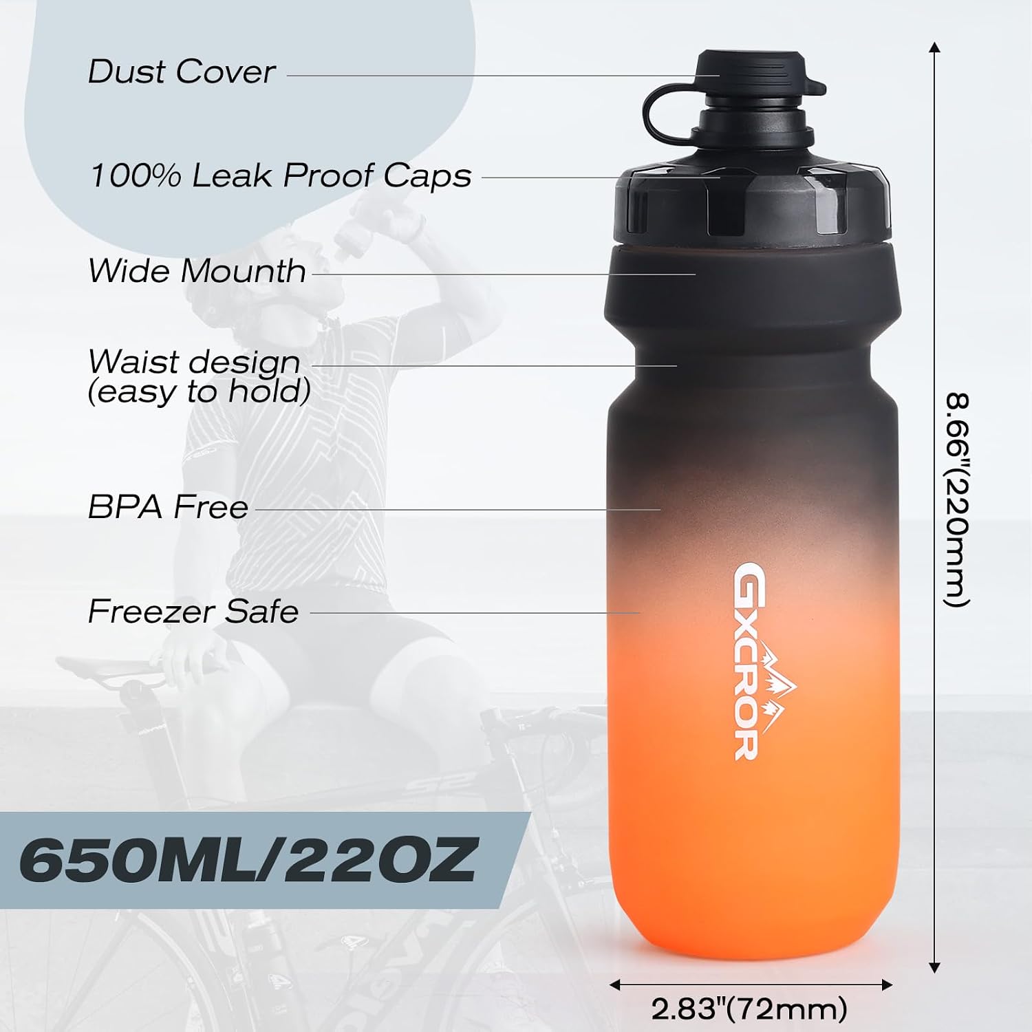 Detalle de GXCROR Bike Water Bottle Holder & 22oz Bottle Combo (lightweight cage set)