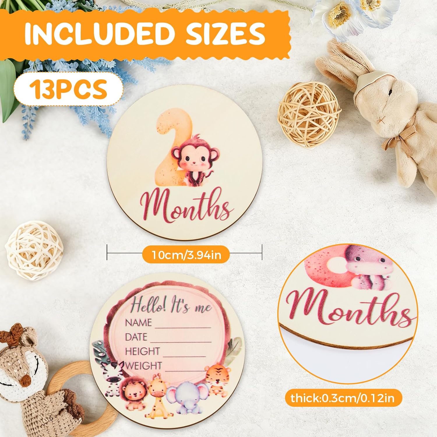 Detalle 2 de Wooden Baby Milestone Signs 13-Piece Set
