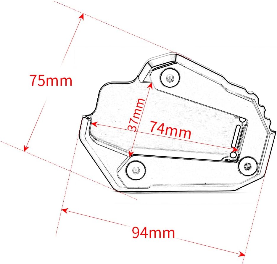 Detalle 2 de Modeer Estensione CNC per Cavalletto Laterale Ducati Scrambler 1100 (2017-2023) – Nero/Rosso