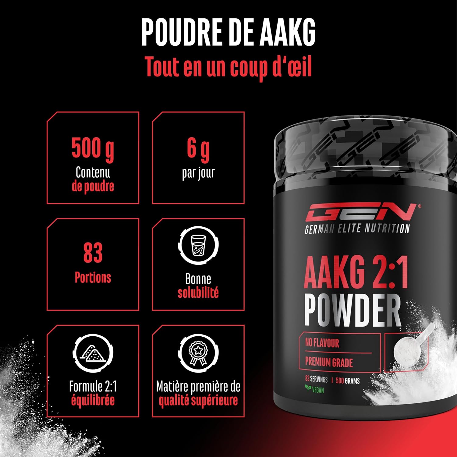 Thumbnail 1 de AAKG 500 g L-Arginine Alpha-Cétoglutarate
