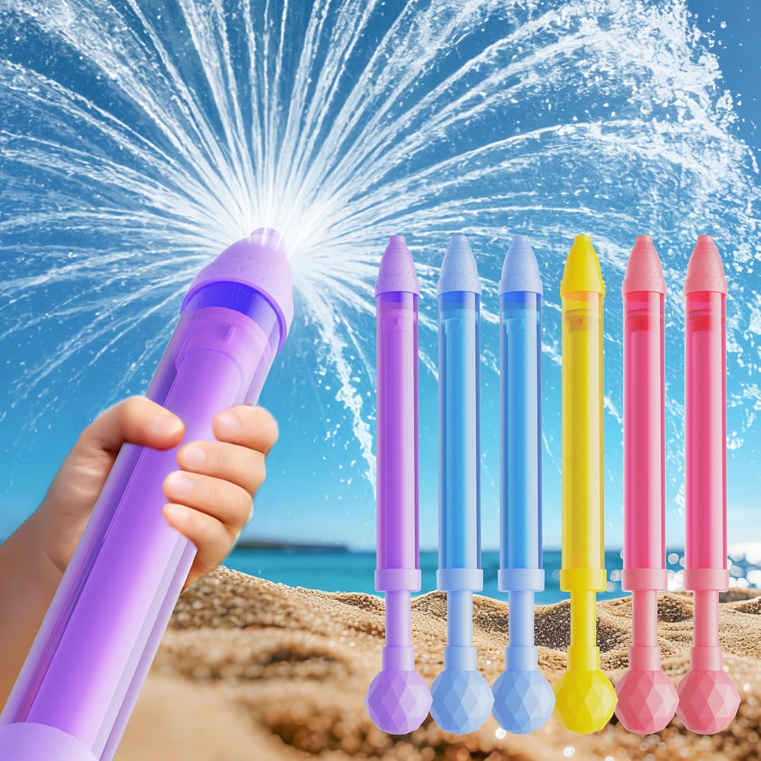 Detalle de 6 Pack Water Gun Wide Spray Water Squirt Gun for Kids and Adults