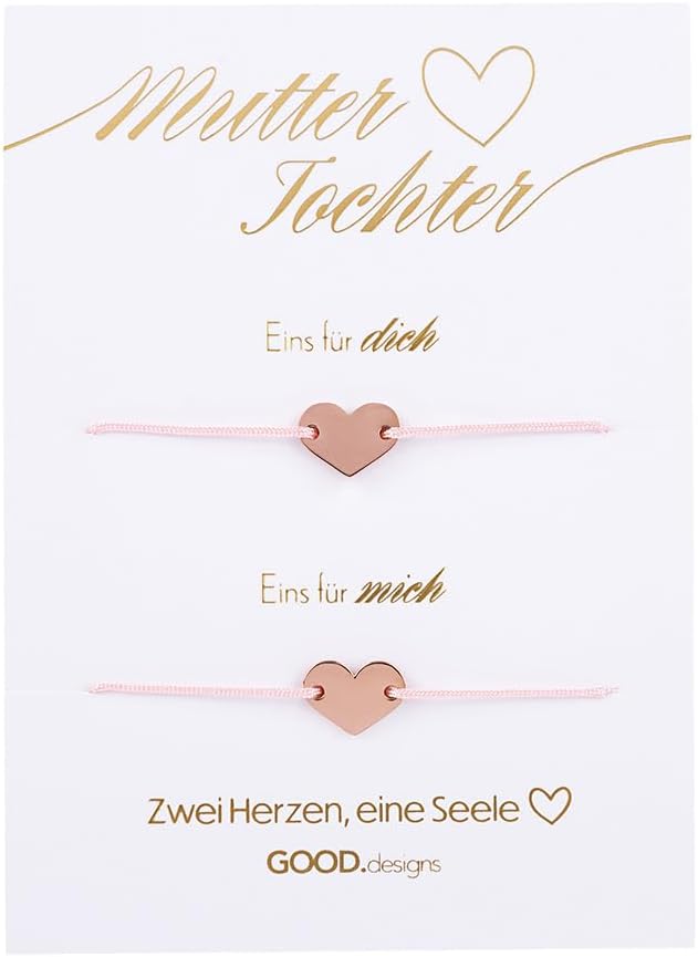 Detalle de Bracelet d’amitié pour 2 GD GOOD.designs (EST. 2015) avec bracelet cœur en or rose 18 carats personnalisable