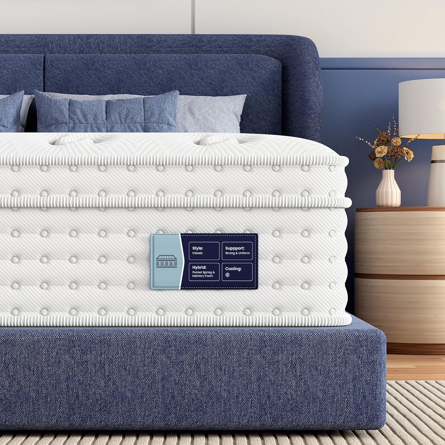 Detalle de BedStory P2603125 12-Inch Firm Twin Hybrid Mattress with Pocket Coils