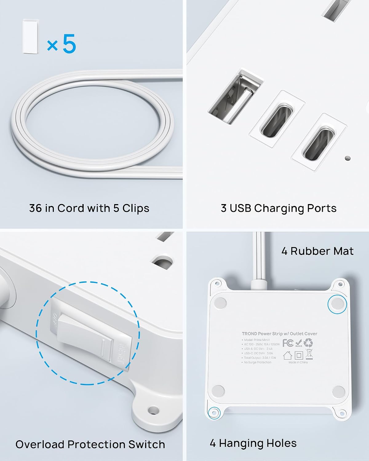 Detalle 2 de TROND outlet extender with 2 USB-C ports