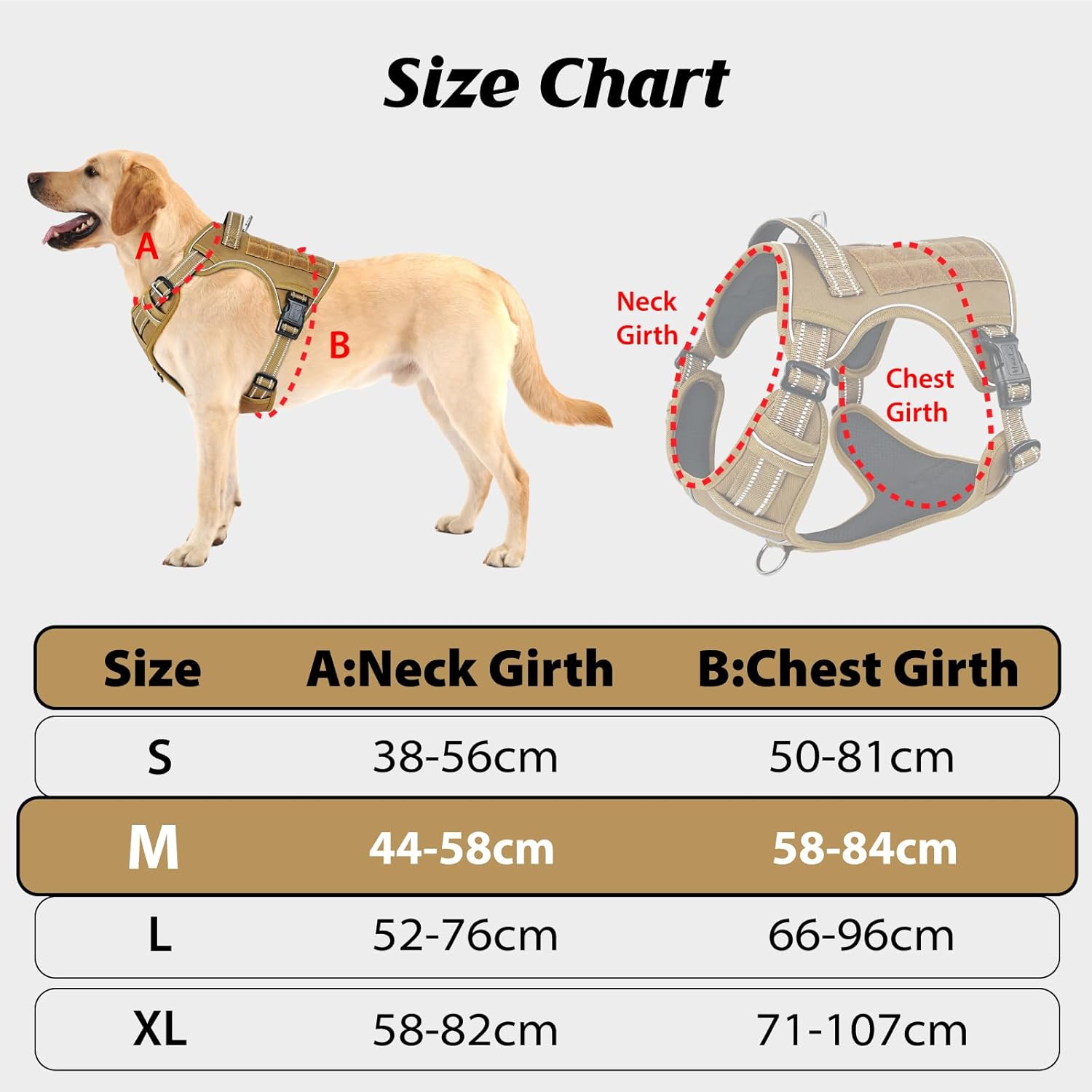 Detalle 2 de HEELE Dog Harness, Tactical Harness with Molle Panel for Small to Large Dogs (No Pull, Adjustable, Padded and Reflective) – Brown, M