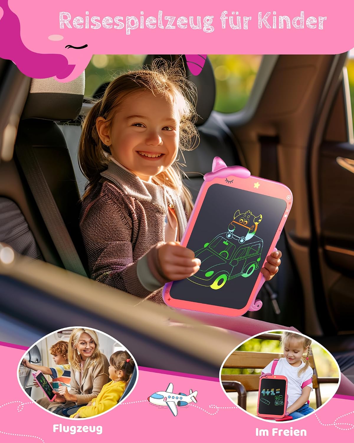 Detalle de ORSEN LCD Schreibtafel 10 Zoll Unicorn – kreativ trägerfreundliches Lernspielzeug für Kinder ab 3 Jahren