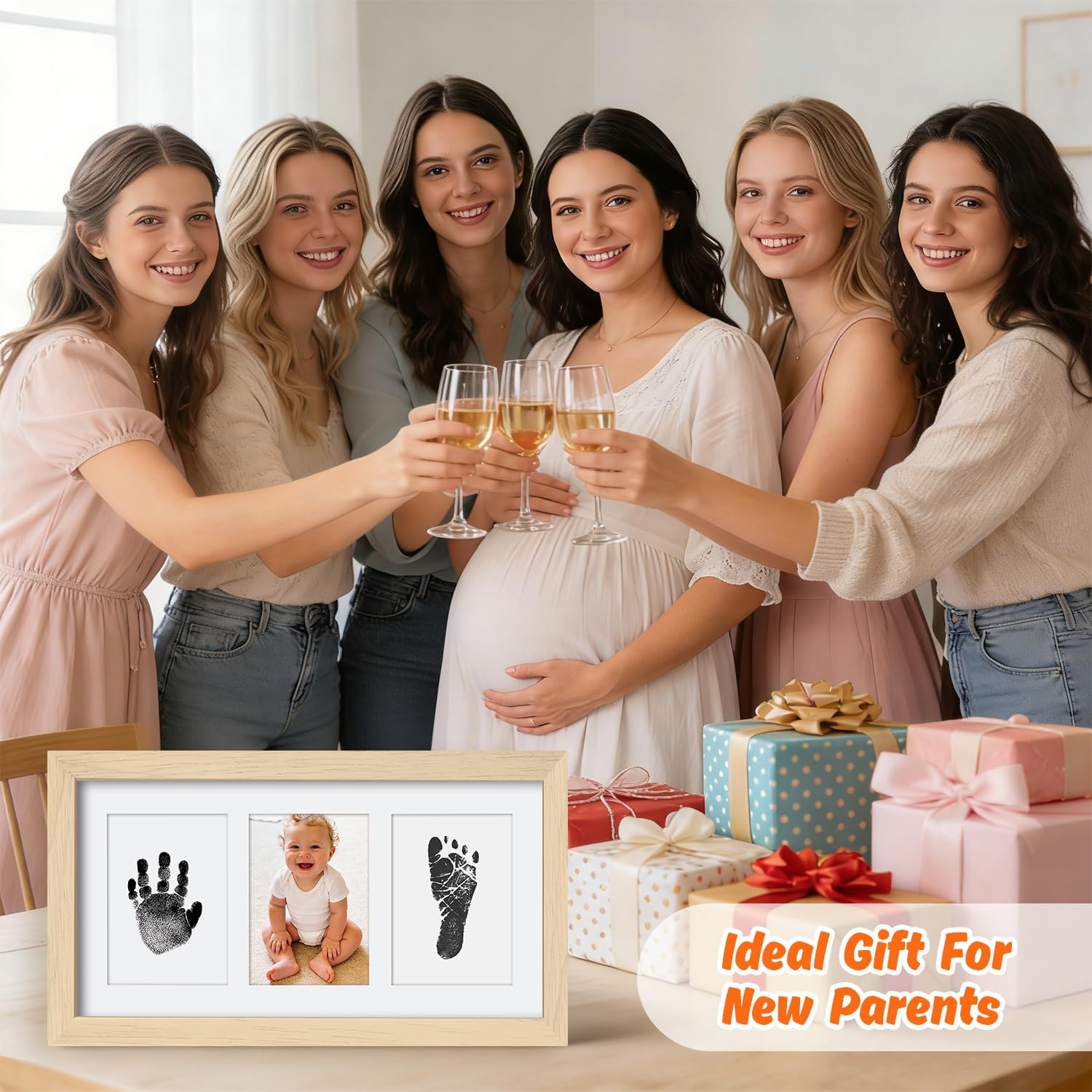 Thumbnail 5 de PewinGo Baby Handprint and Footprint Kit with Clean-Touch Ink Pad (Oak frame)