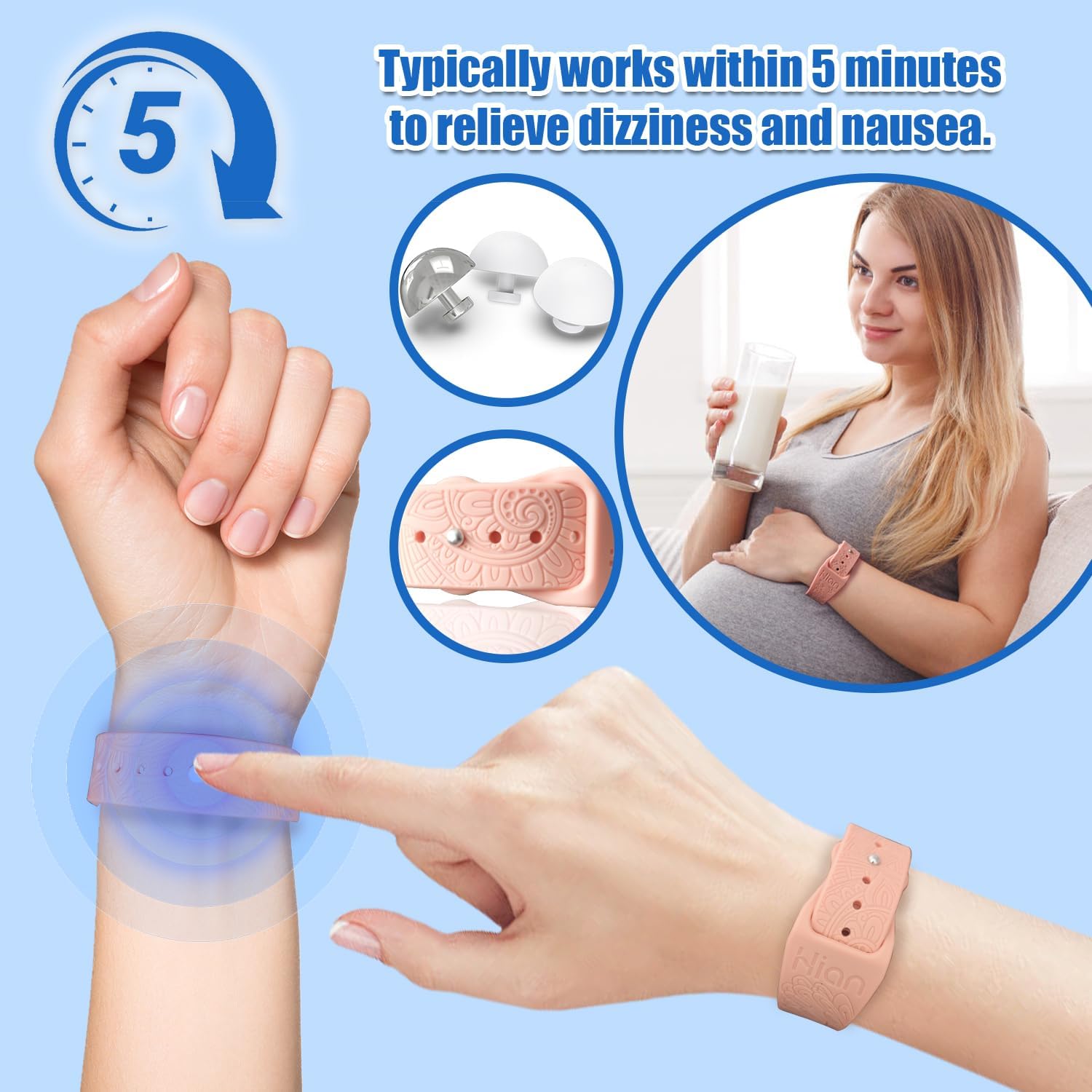 Thumbnail 5 de Motion Sickness Bracelets Wristband Sea Sickness for Adults, Kids & Pregnant Women — 3 Pairs