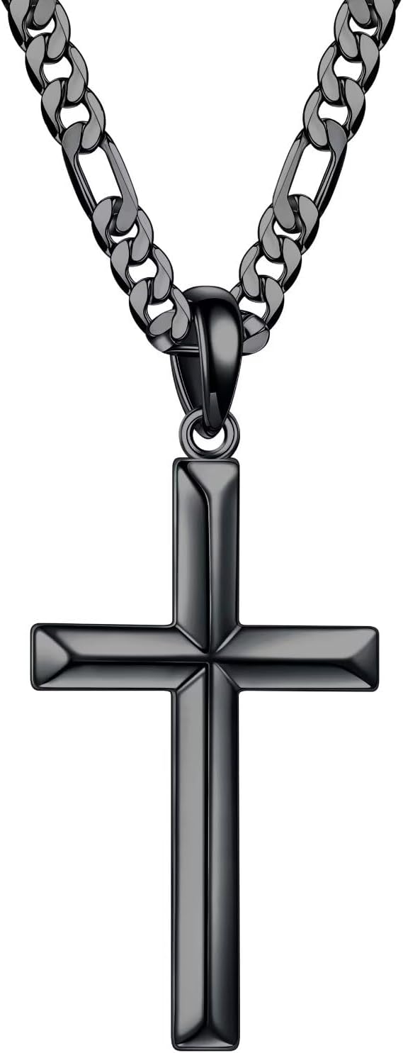 Detalle de TINGN Chaîne en argent 925 avec pendentif croix plaqué or 18 carats – longueur 41–61 cm
