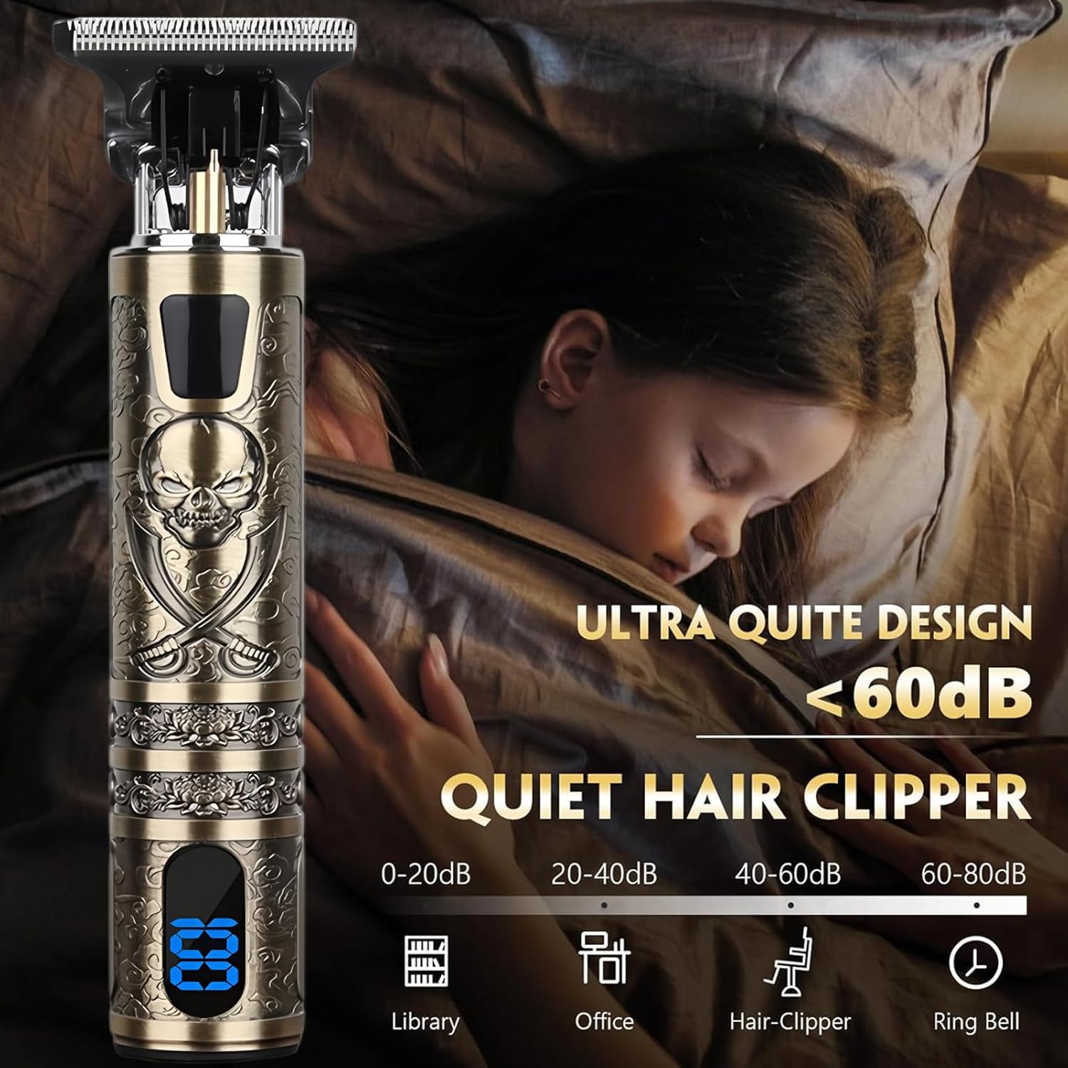 Thumbnail 1 de XkuiHF Tondeuse cheveux et barbe IPX7 rechargeable USB, 4 peignes (1,5–4 mm) et lame à bord précis