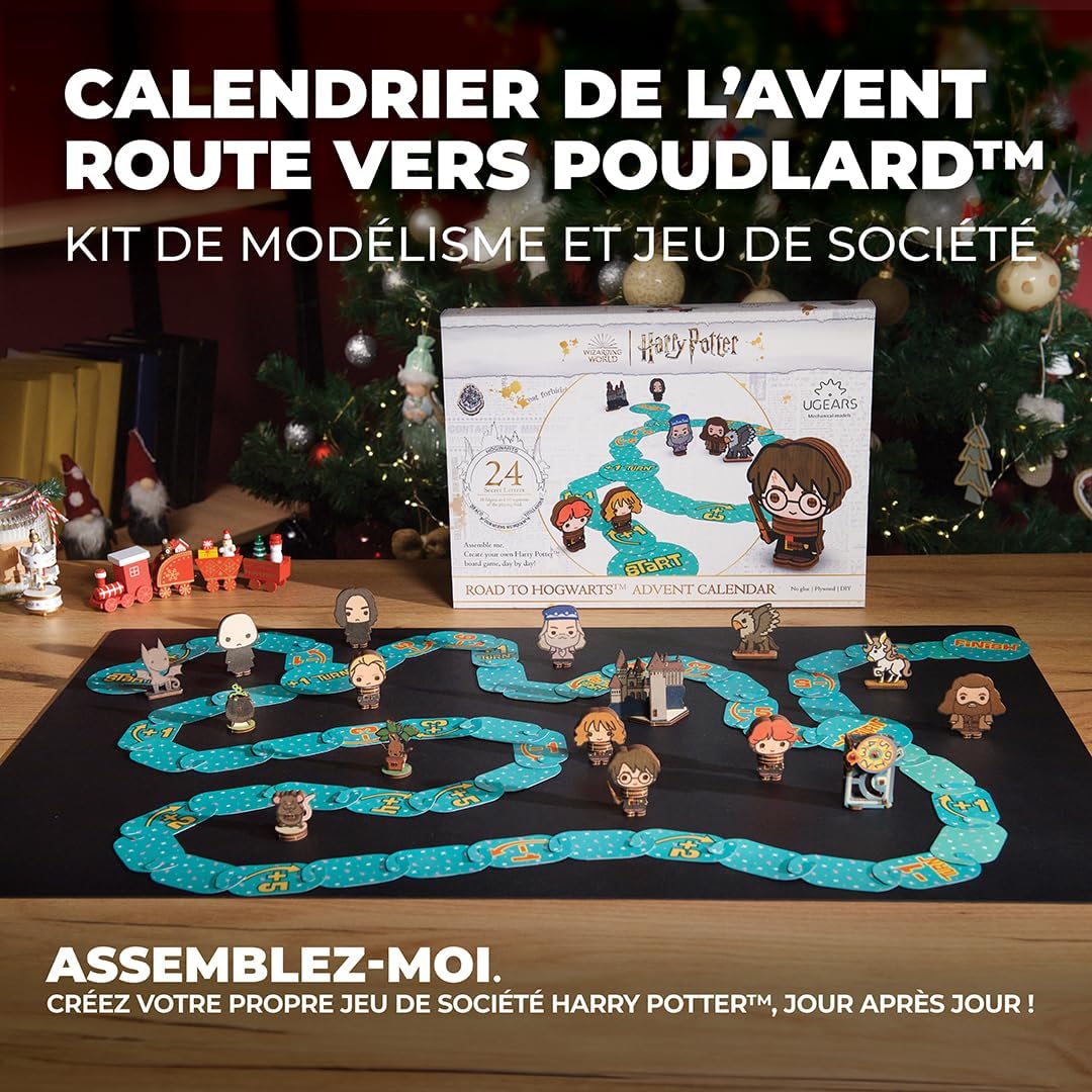 Thumbnail 6 de UGEARS Harry Potter Calendrier de l'Avent 2025 – Road to Hogwarts, Puzzle 3D en Bois avec 16 Figurines et 60 Pièces