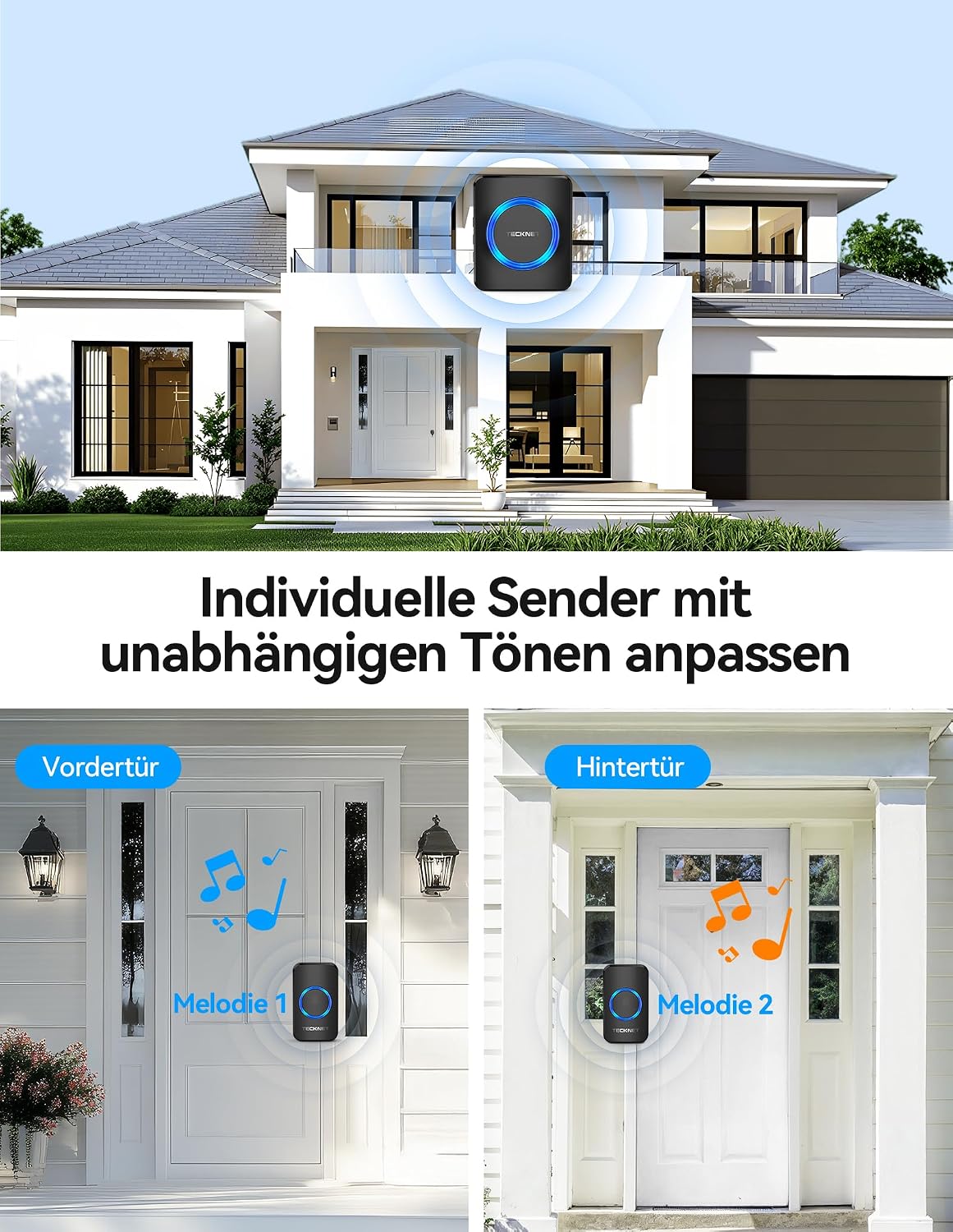 Thumbnail 3 de TECKNET Funkklingel 600 m Reichweite mit IP65