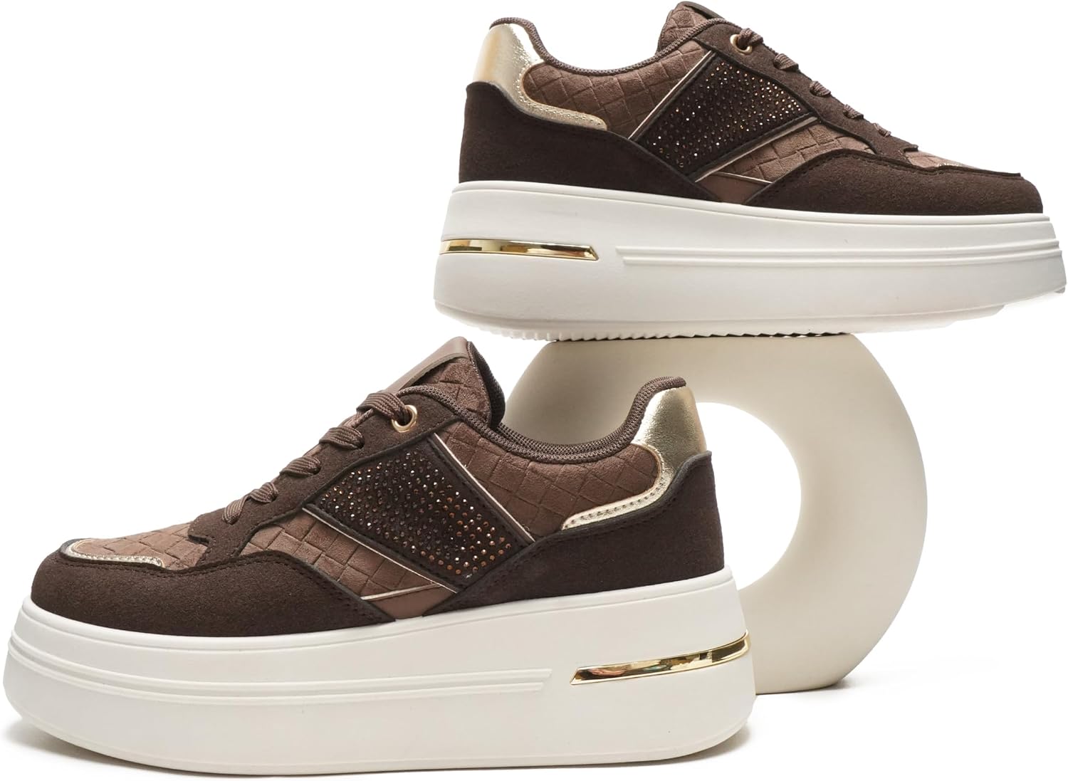 Thumbnail 4 de JOMIX damessneakers met dikke zool, synthetisch suède en pailletten
